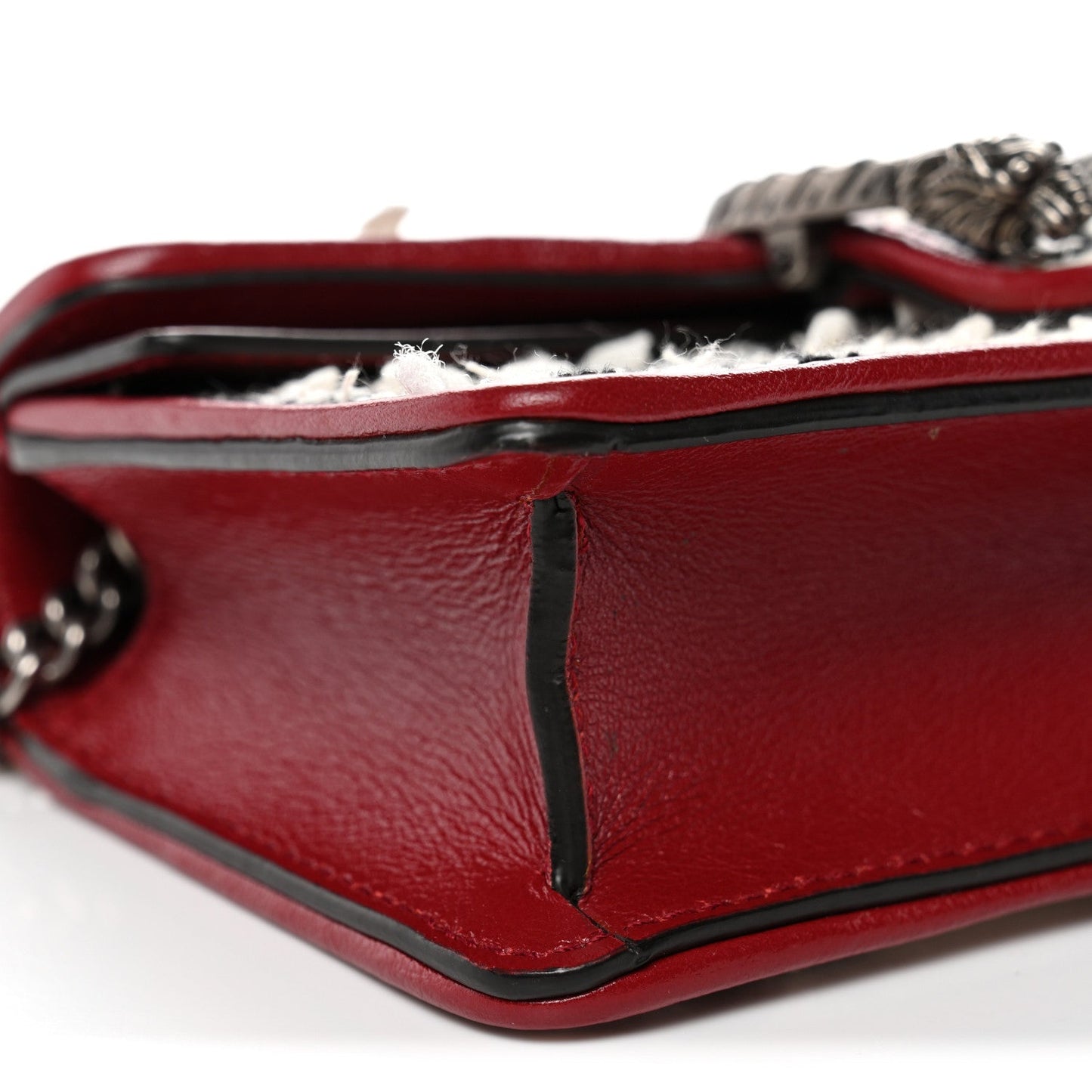 Tweed GG Monogram Super Mini Dionysus Shoulder Bag White Black Romantic Cherry