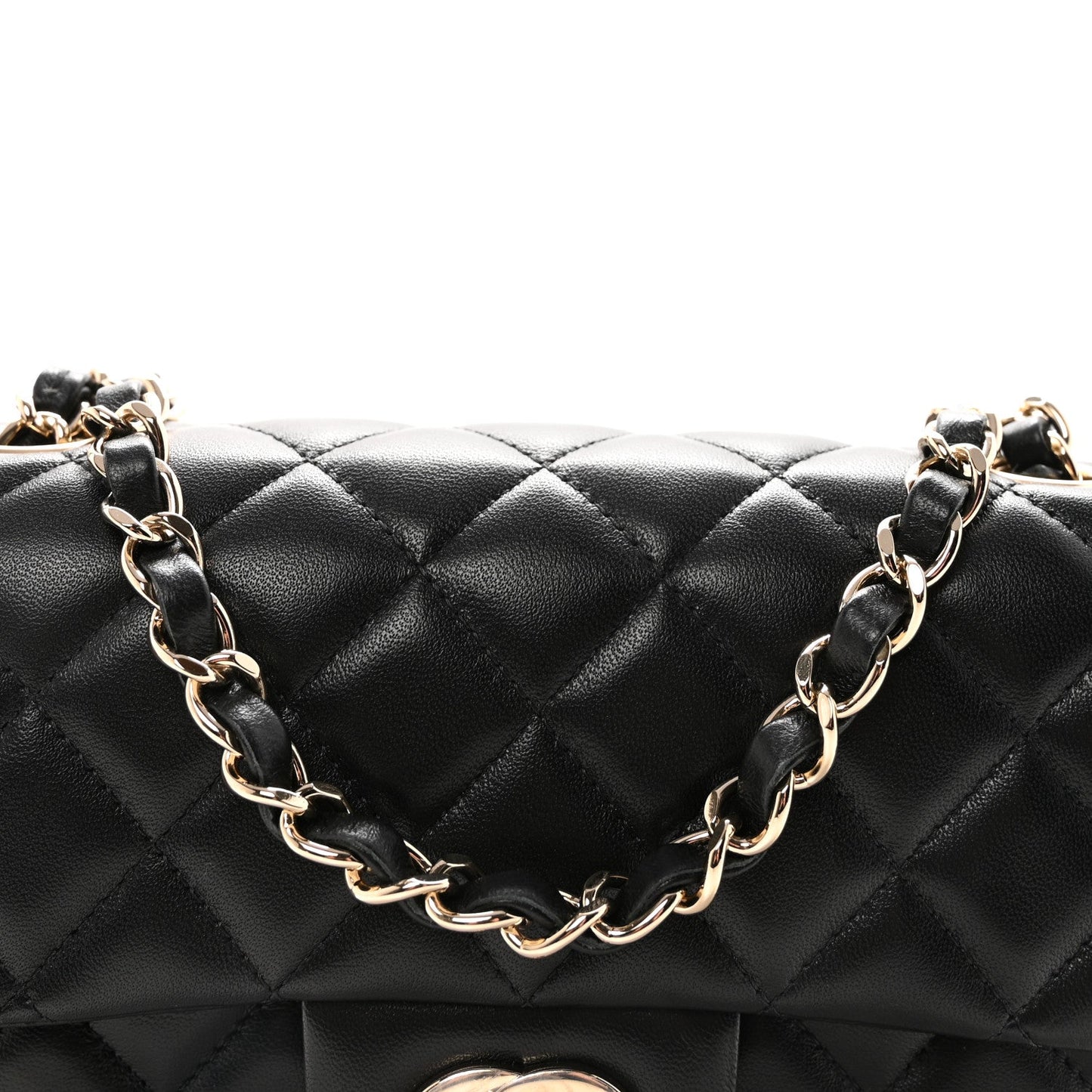 Lambskin Quilted Mini Rectangular Flap Black