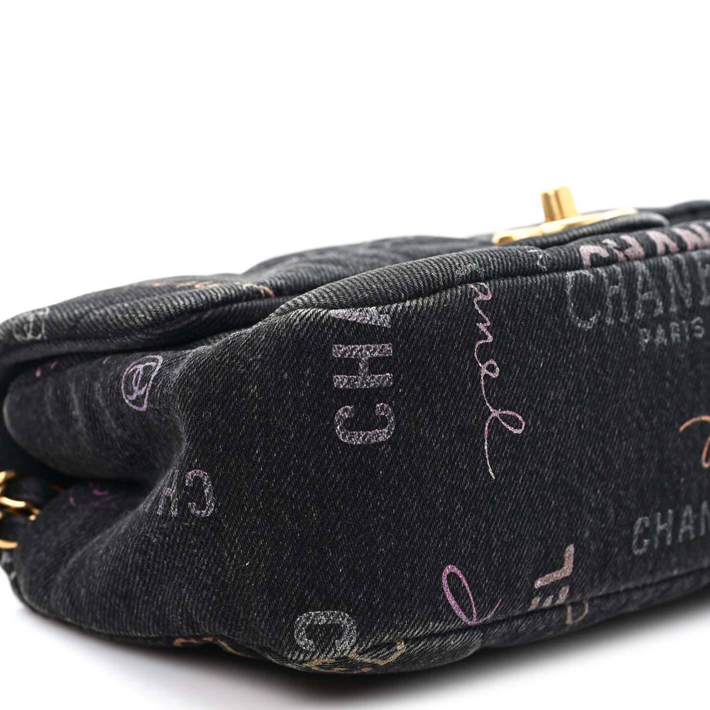 Denim Quilted Denim Mood Mini Rectangular Flap Black Multicolor