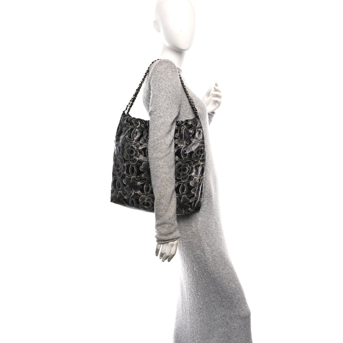 Printed Calfskin Quilted Chanel 22 Black