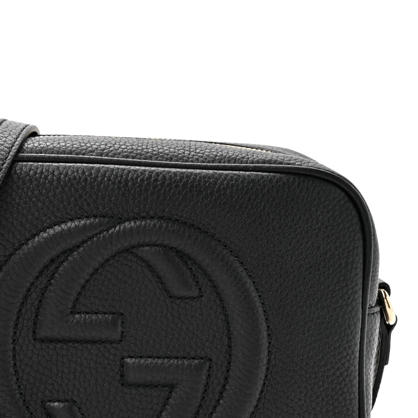 Pebbled Calfskin Small Soho Disco Bag Black