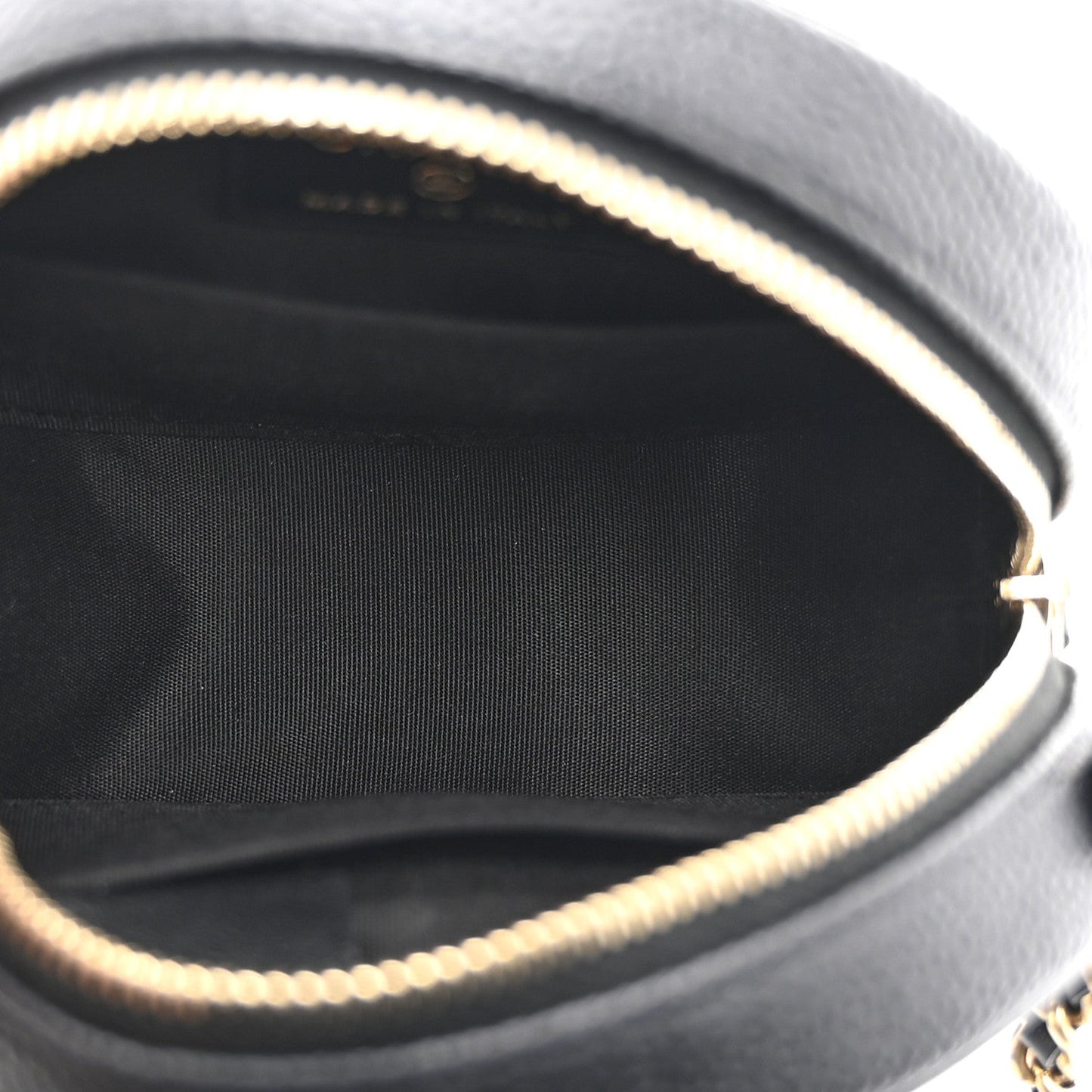 Caviar Quilted Round Filigree Crossbody Black