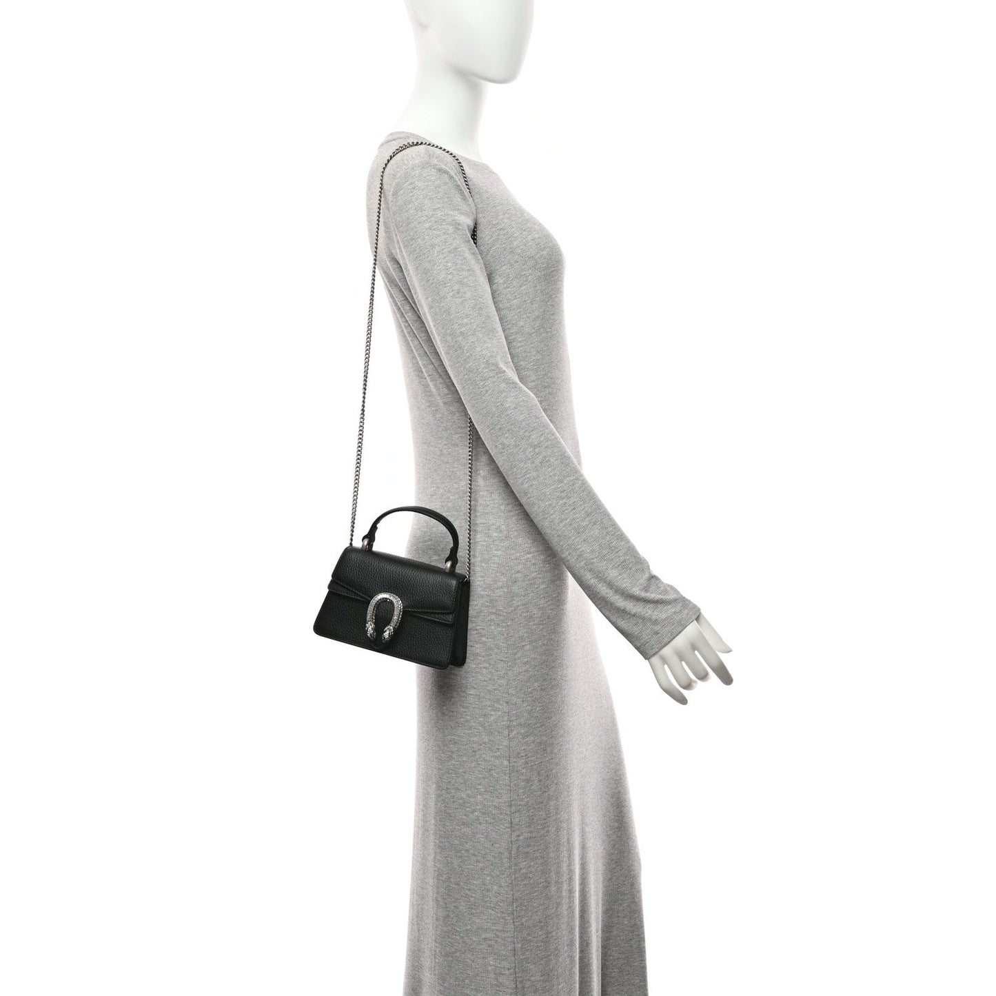 Dollar Calfskin Crystal Mini Dionysus Top Handle Bag Black Crystal
