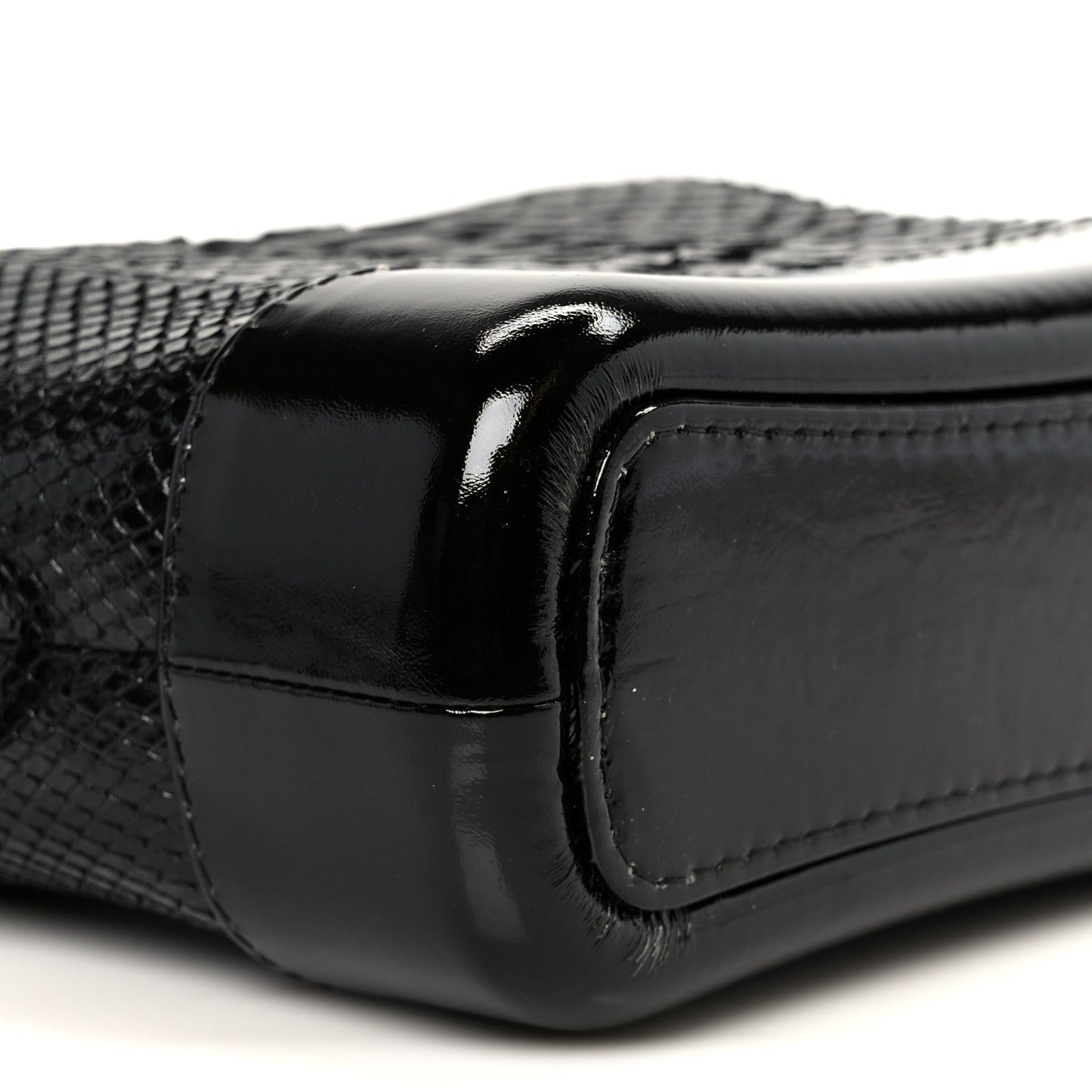 Snakeskin Patent Calfskin Small Gabrielle Hobo Black