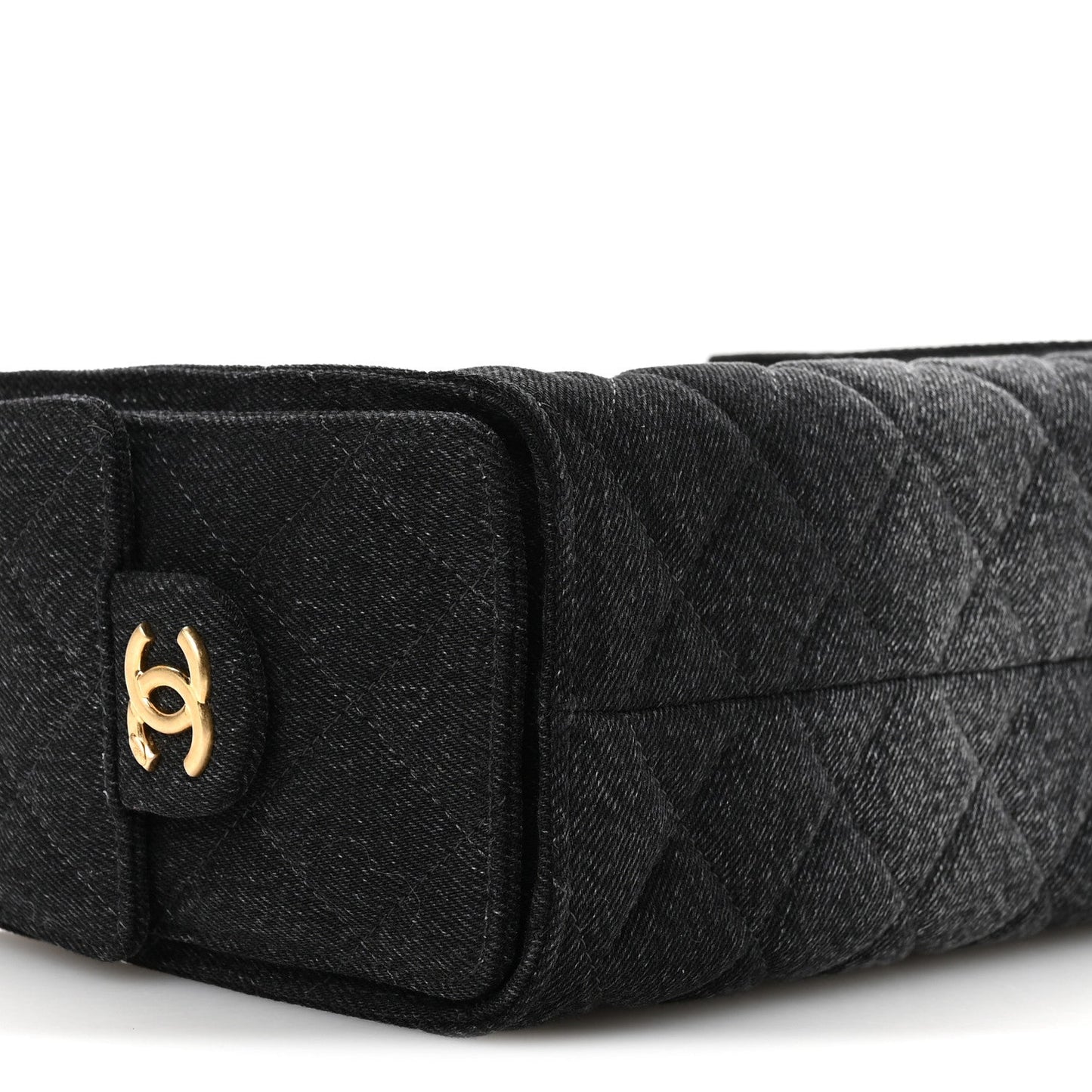 Washed Denim Quilted Mini Chanel 25 Handbag Black