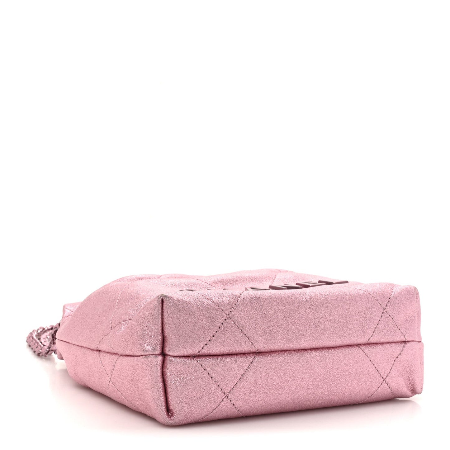 Metallic Lambskin Lacquered Monochrome Quilted Mini Chanel 22 Pink