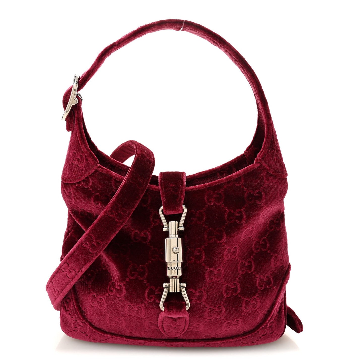 New Velvet Ashmir GG Monogram Small Jackie 1961 Hobo Red