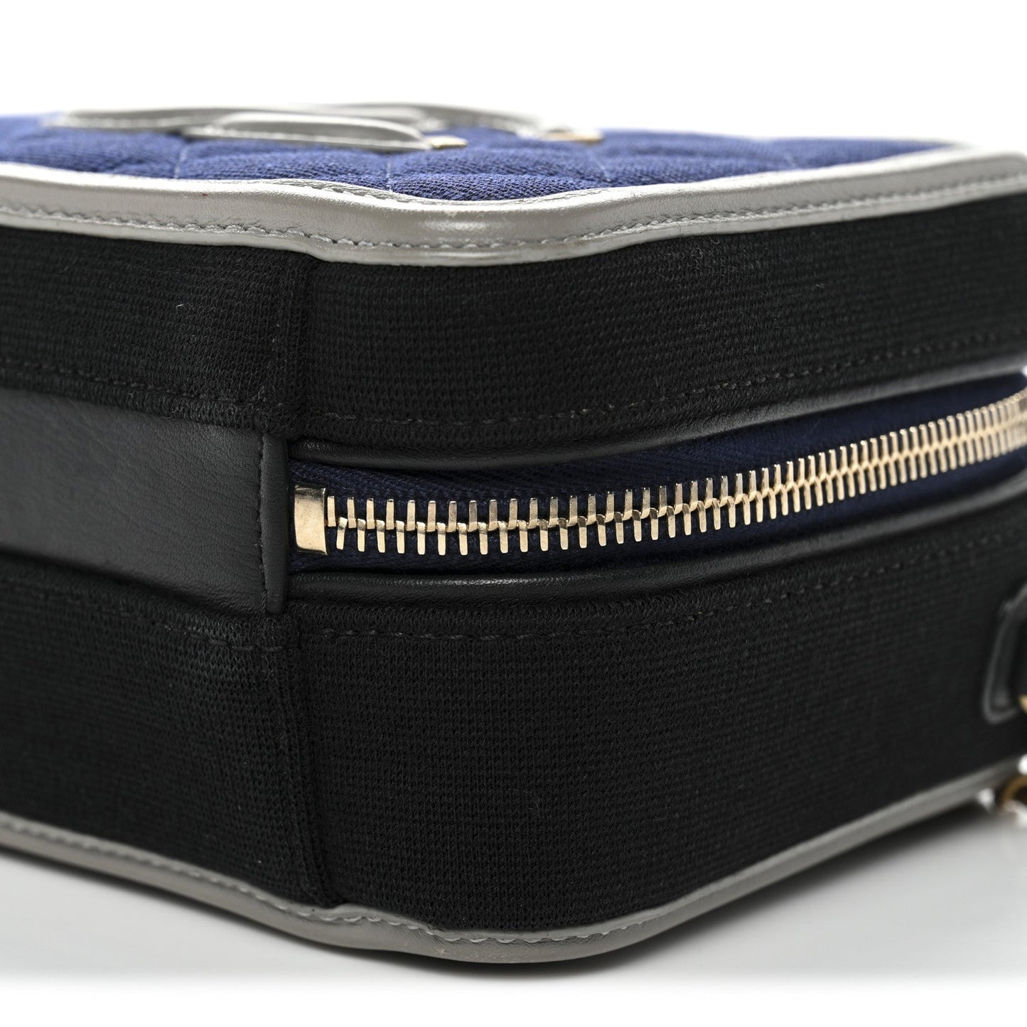 Jersey Quilted Small CC Filigree Vanity Case Blue Black Grey