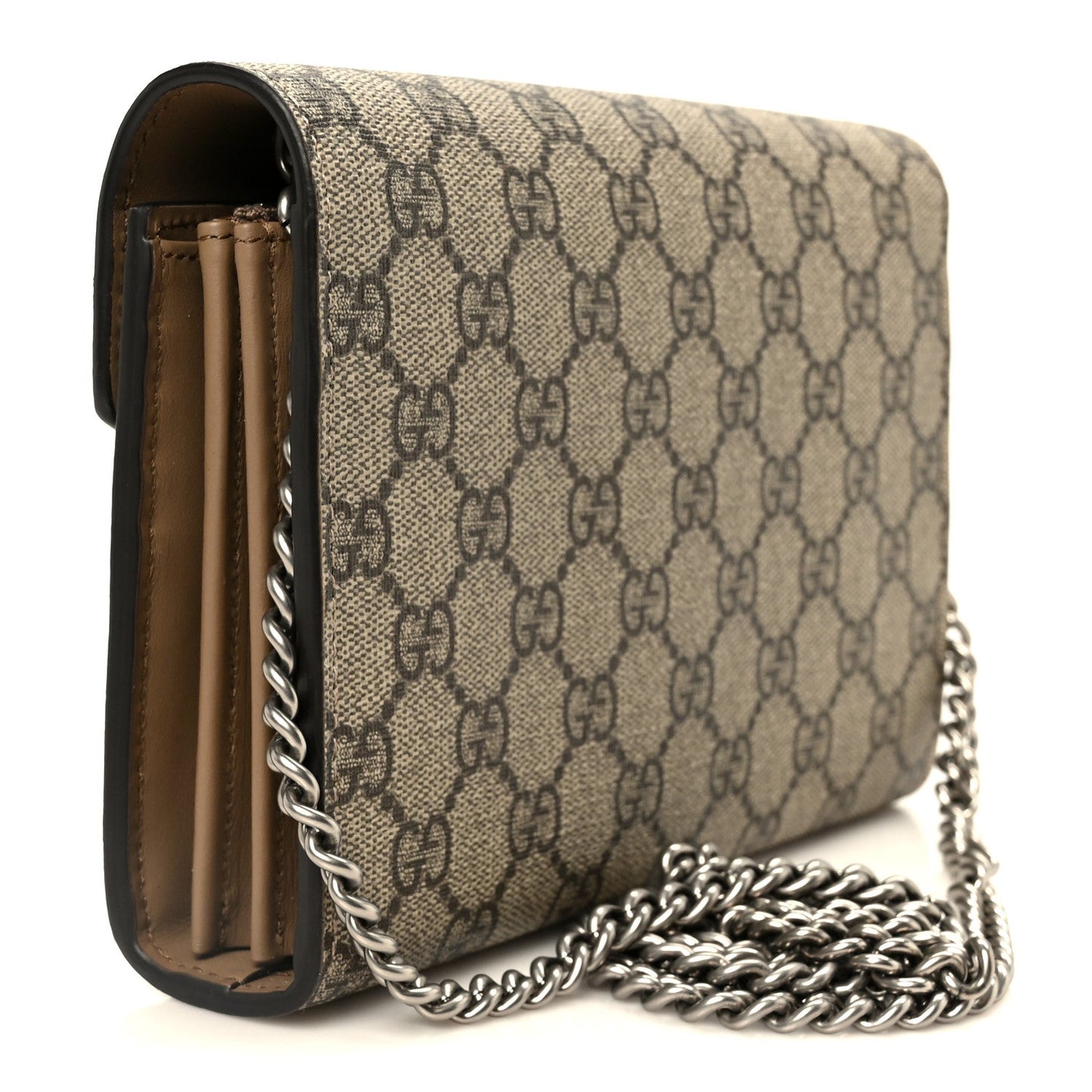 GG Supreme Monogram Mini Dionysus Chain Wallet Beige Taupe
