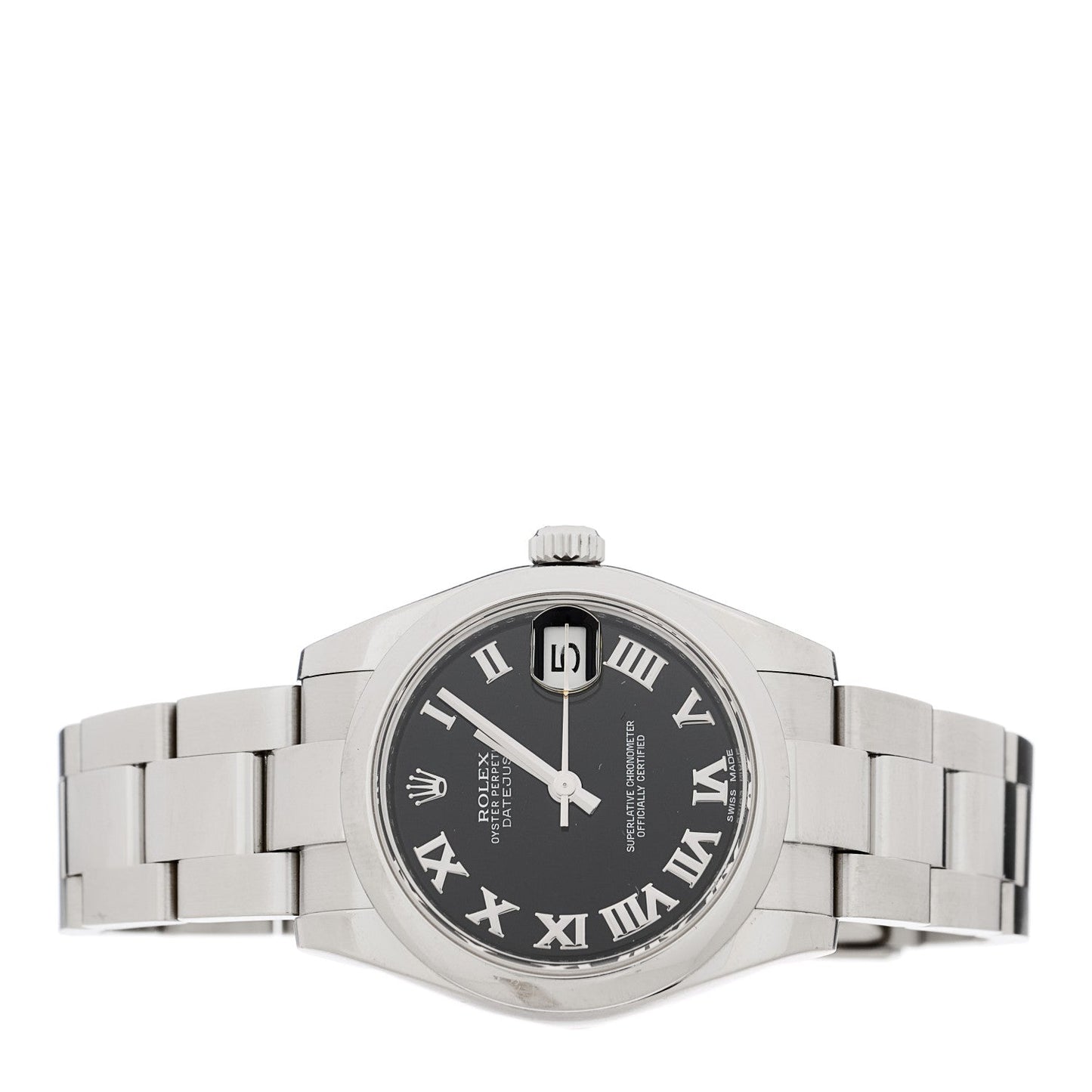 Stainless Steel 31mm Oyster Perpetual Datejust Watch Black Roman 178240