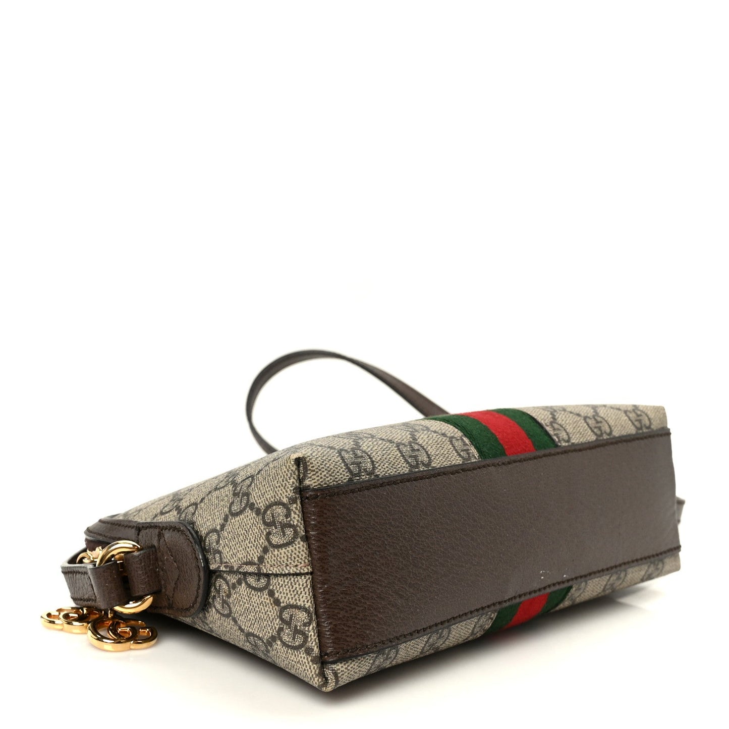 GG Supreme Monogram Textured Dollar Calfskin Web Small Ophidia Dome Shoulder Bag Beige Ebony New Acero