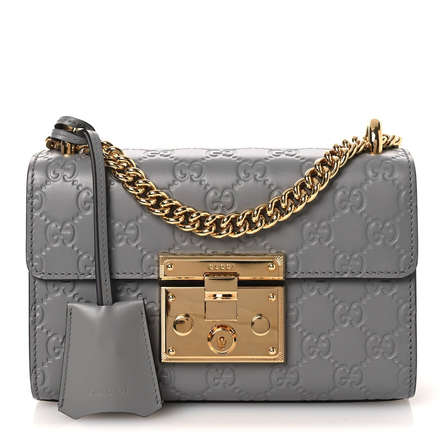 Guccissima Small Padlock Shoulder Bag Grey