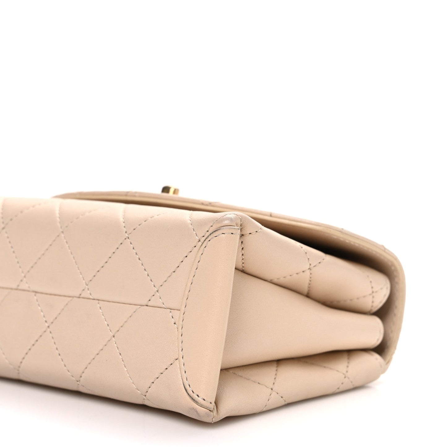 Lambskin Quilted Small Trendy Spirit Top Handle Bag Beige