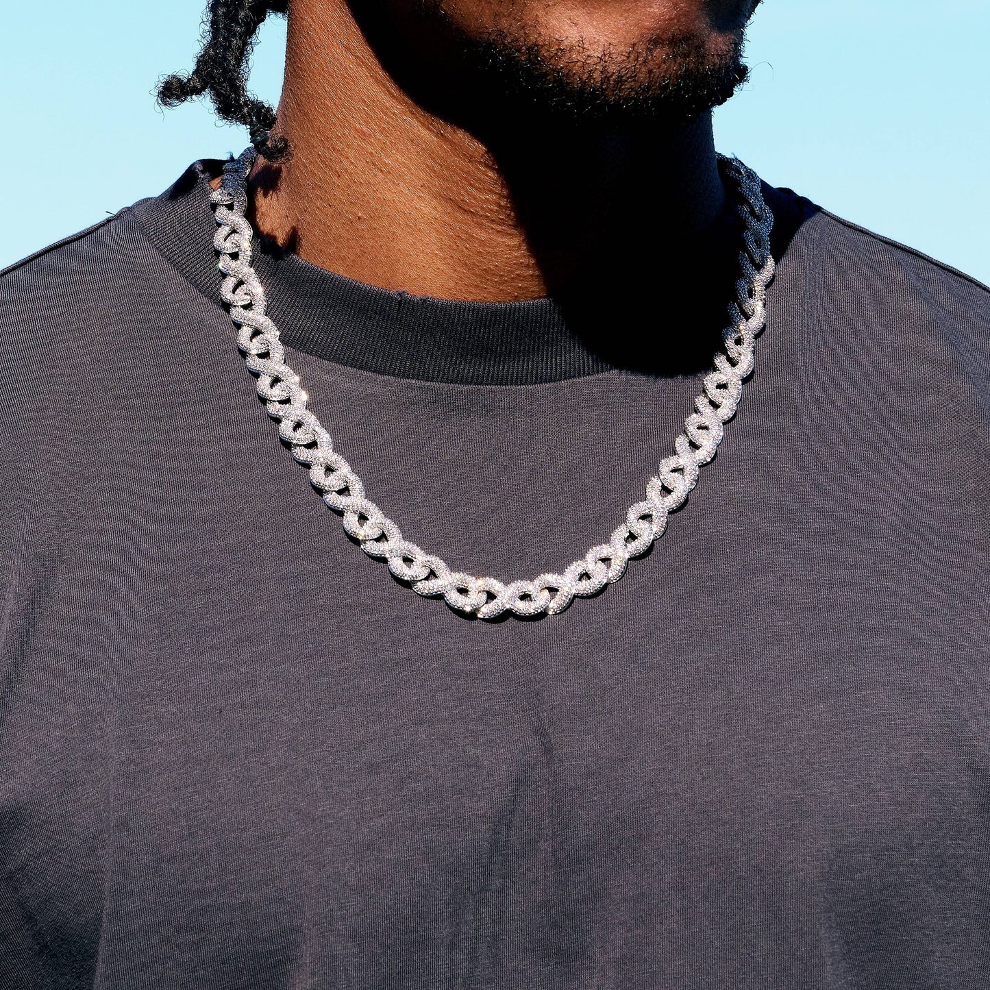 Iced Infinity Chain in White Gold - 10mm