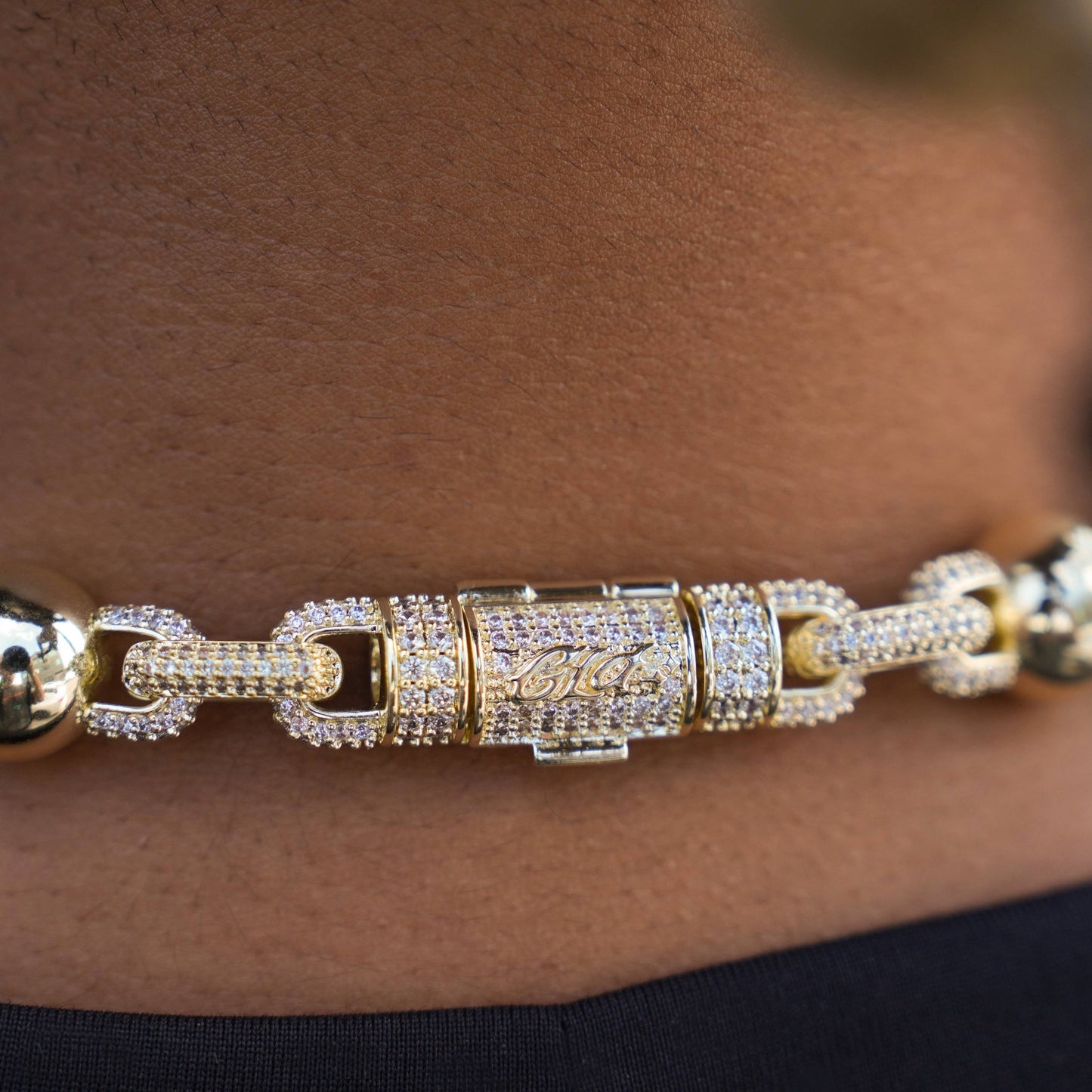 Iced Plain Ball Chain in Yellow Gold - 10mm