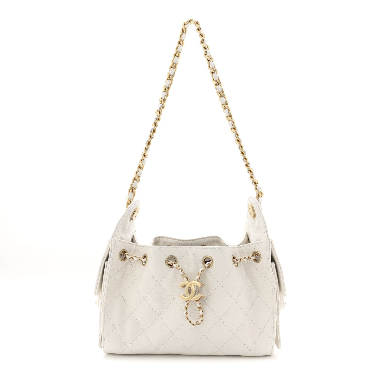 Caviar Quilted Mini Chanel 25 Handbag White
