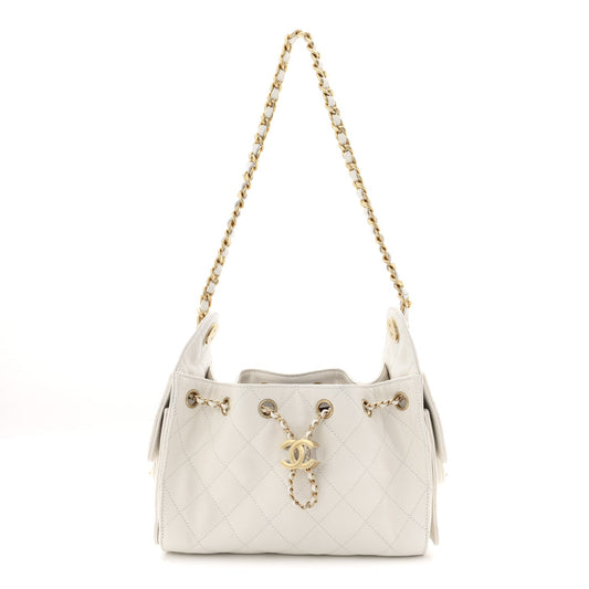 Caviar Quilted Mini Chanel 25 Handbag White