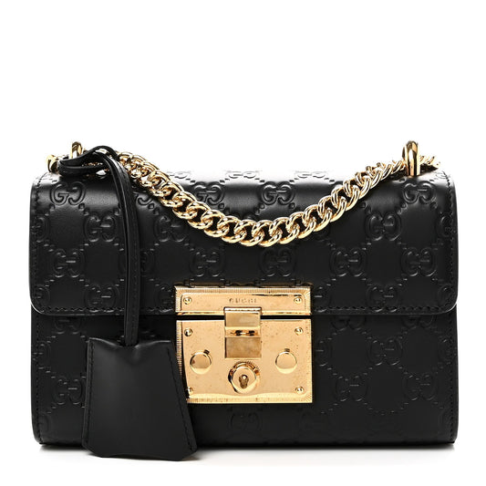 Guccissima Small Padlock Shoulder Bag Black