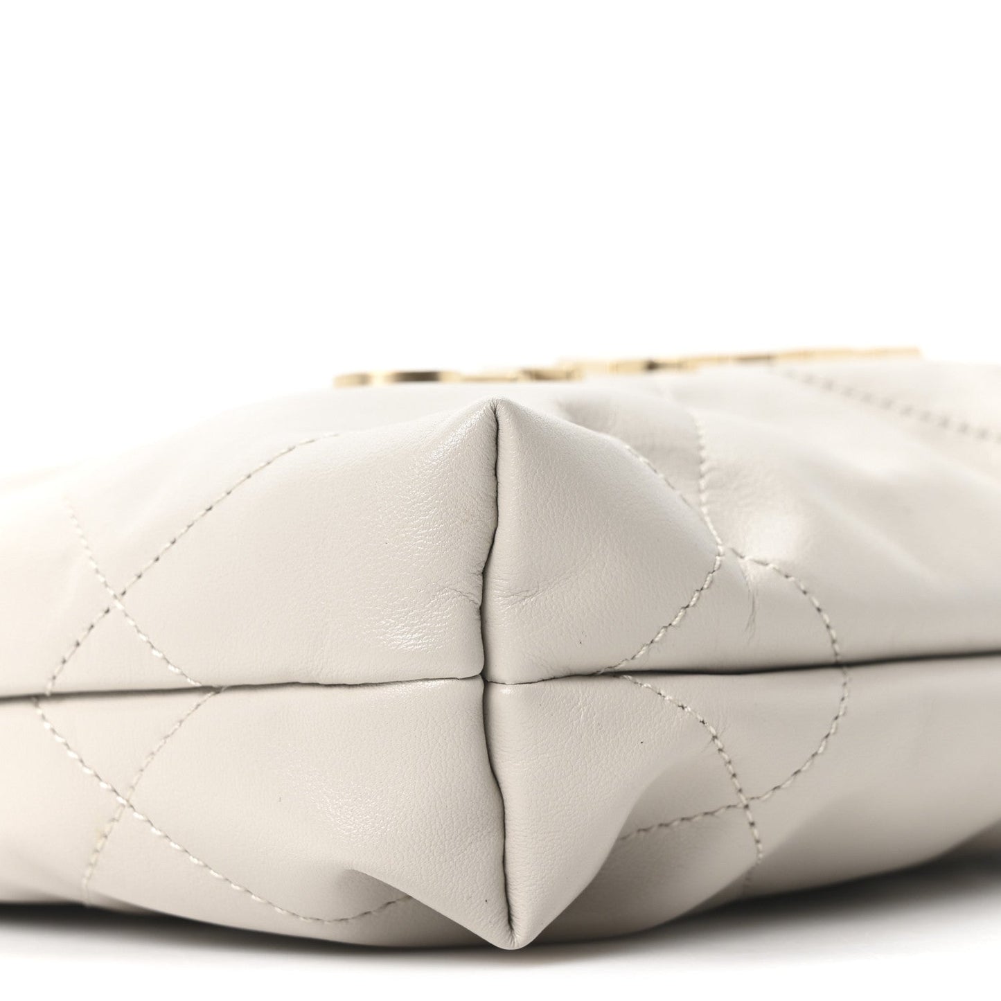 Shiny Calfskin Quilted Mini Chanel 22 Light Grey