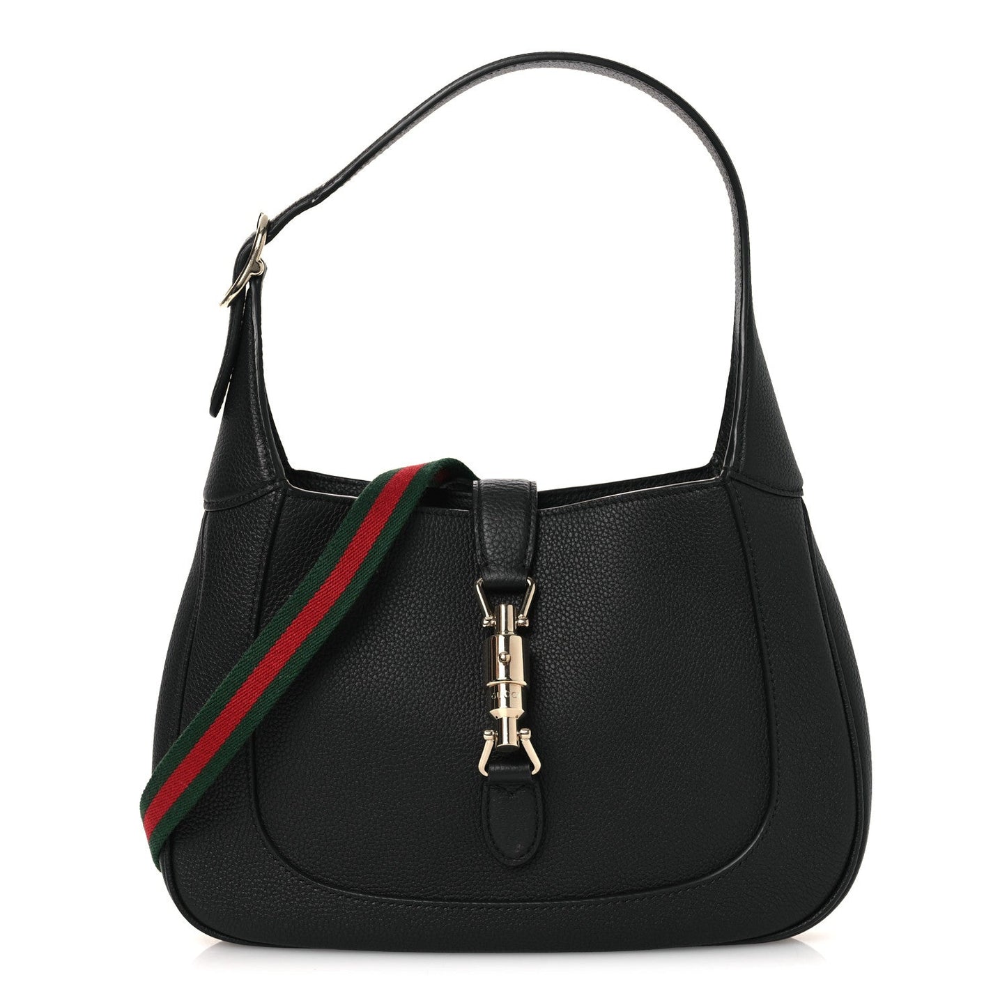 Grained Calfskin Web Medium Jackie 1961 Hobo Black