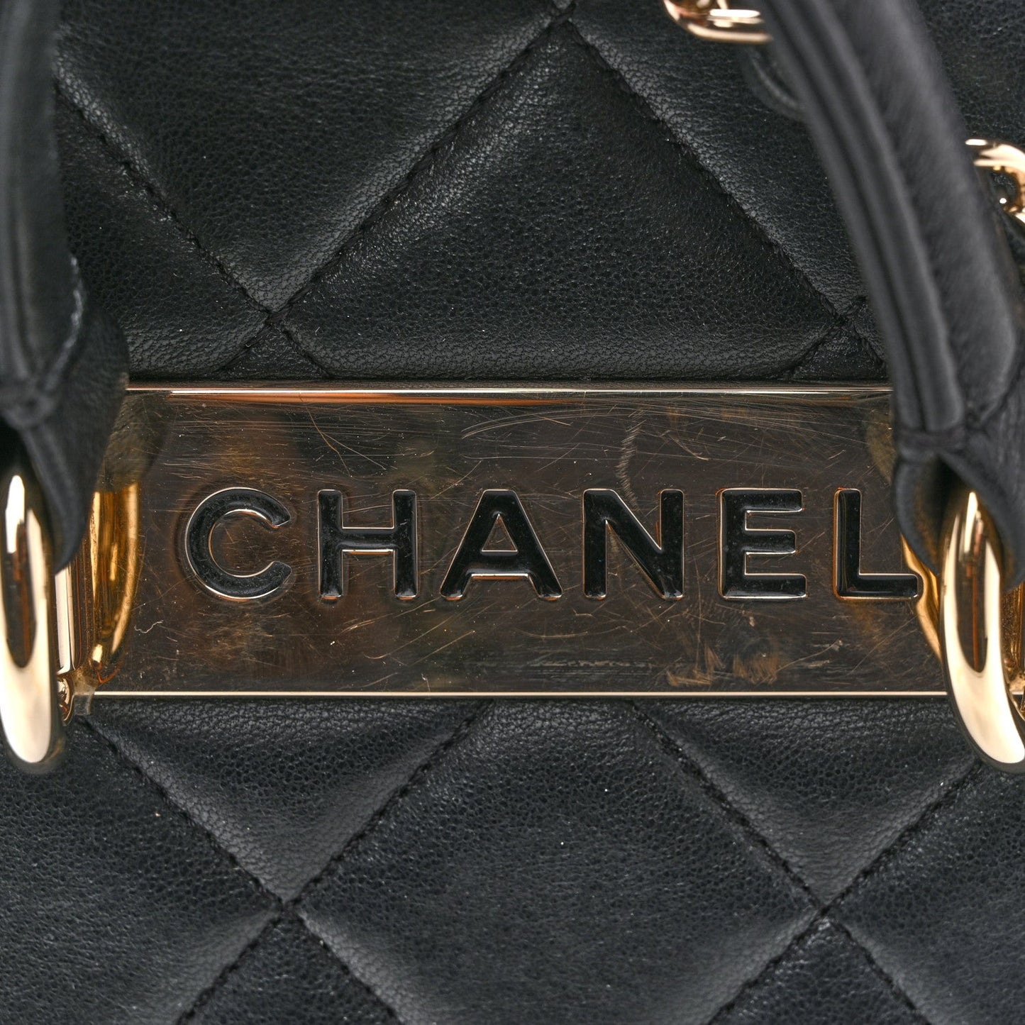Lambskin Quilted Trendy Vanity Case Black