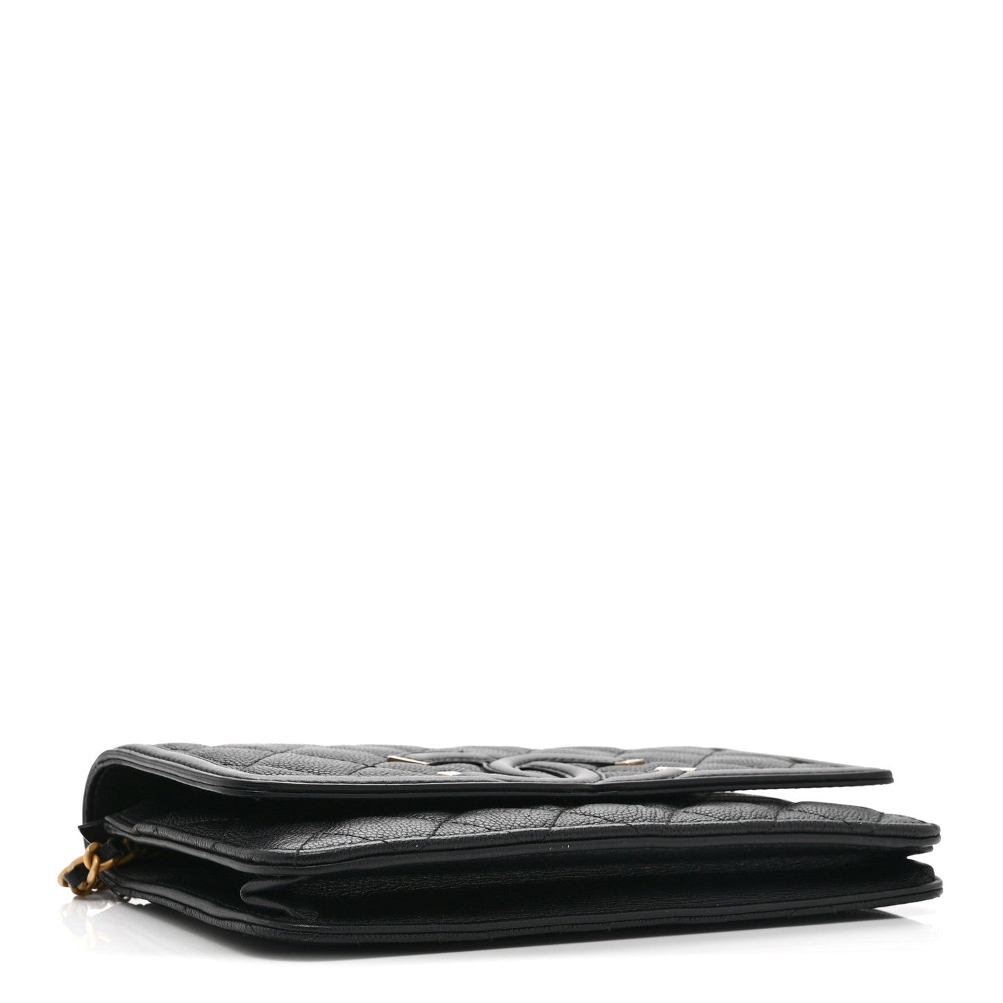 Caviar Quilted CC Filigree Wallet On Chain WOC Black