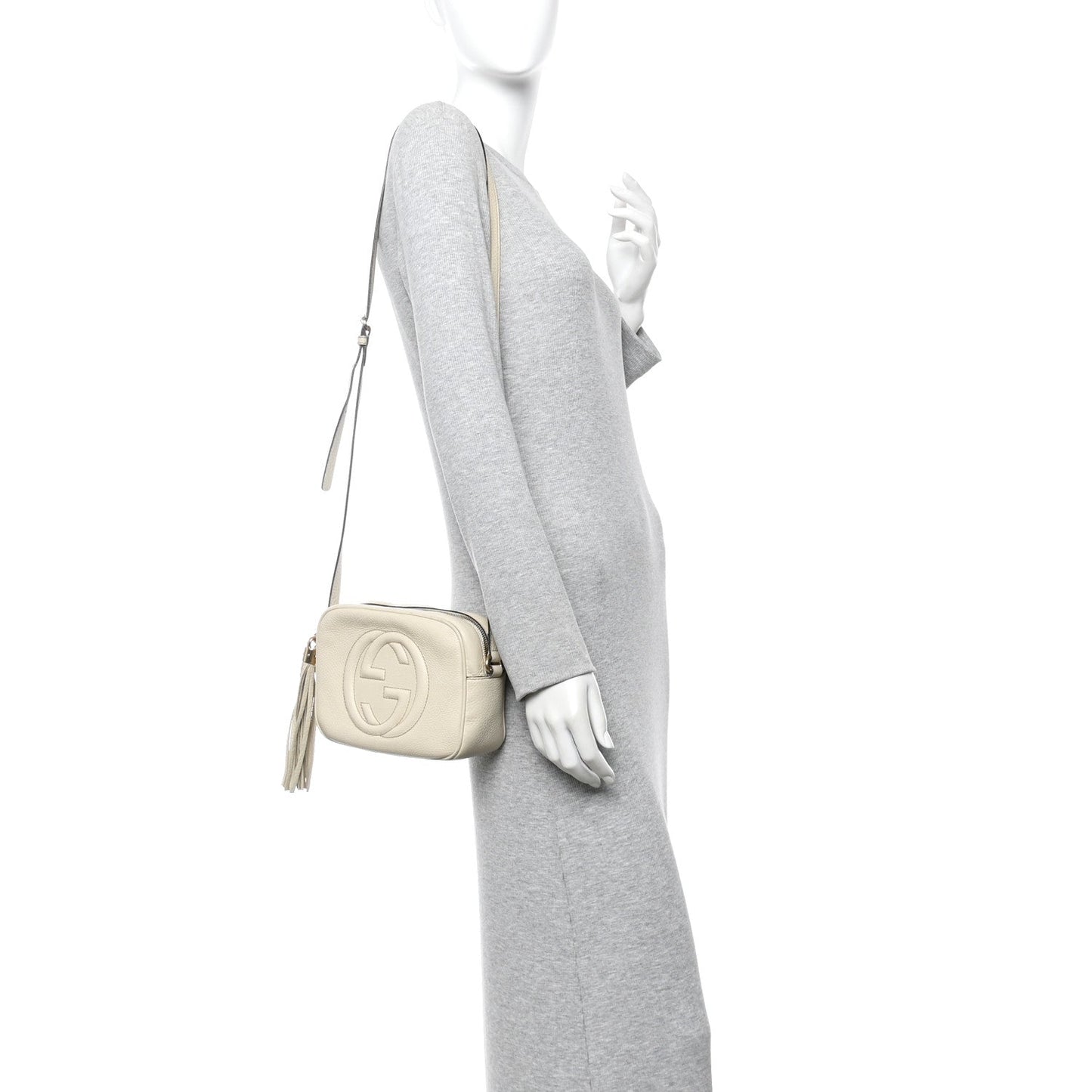 Pebbled Calfskin Small Soho Disco Bag Off White