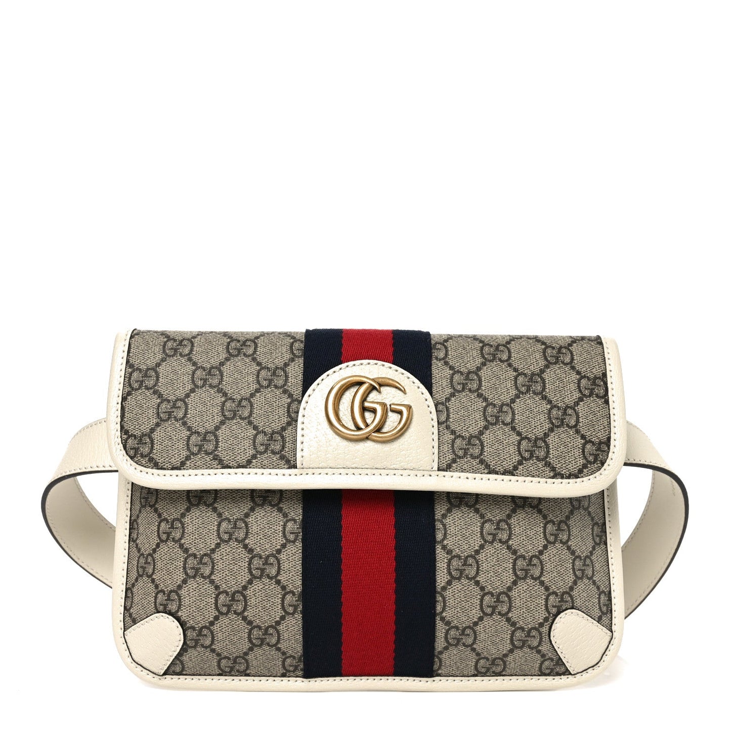 GG Supreme Monogram Web Small Ophidia Belt Bag 85 34 Beige Ebony White