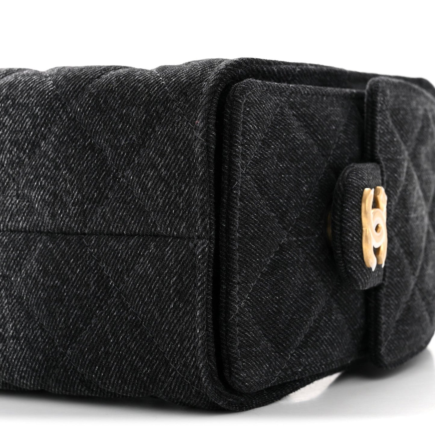Washed Denim Quilted Mini Chanel 25 Handbag Black