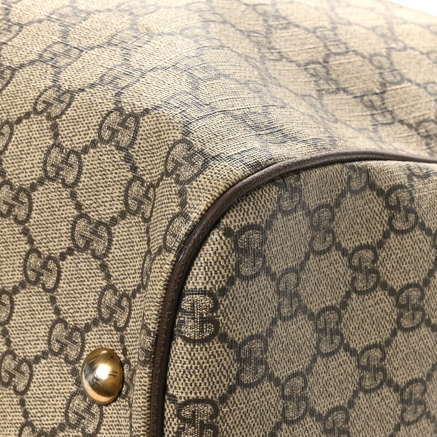 GG Supreme Monogram Textured Dollar Calfskin Web Medium Ophidia Carry-On Duffle Bag Beige Ebony New Acero