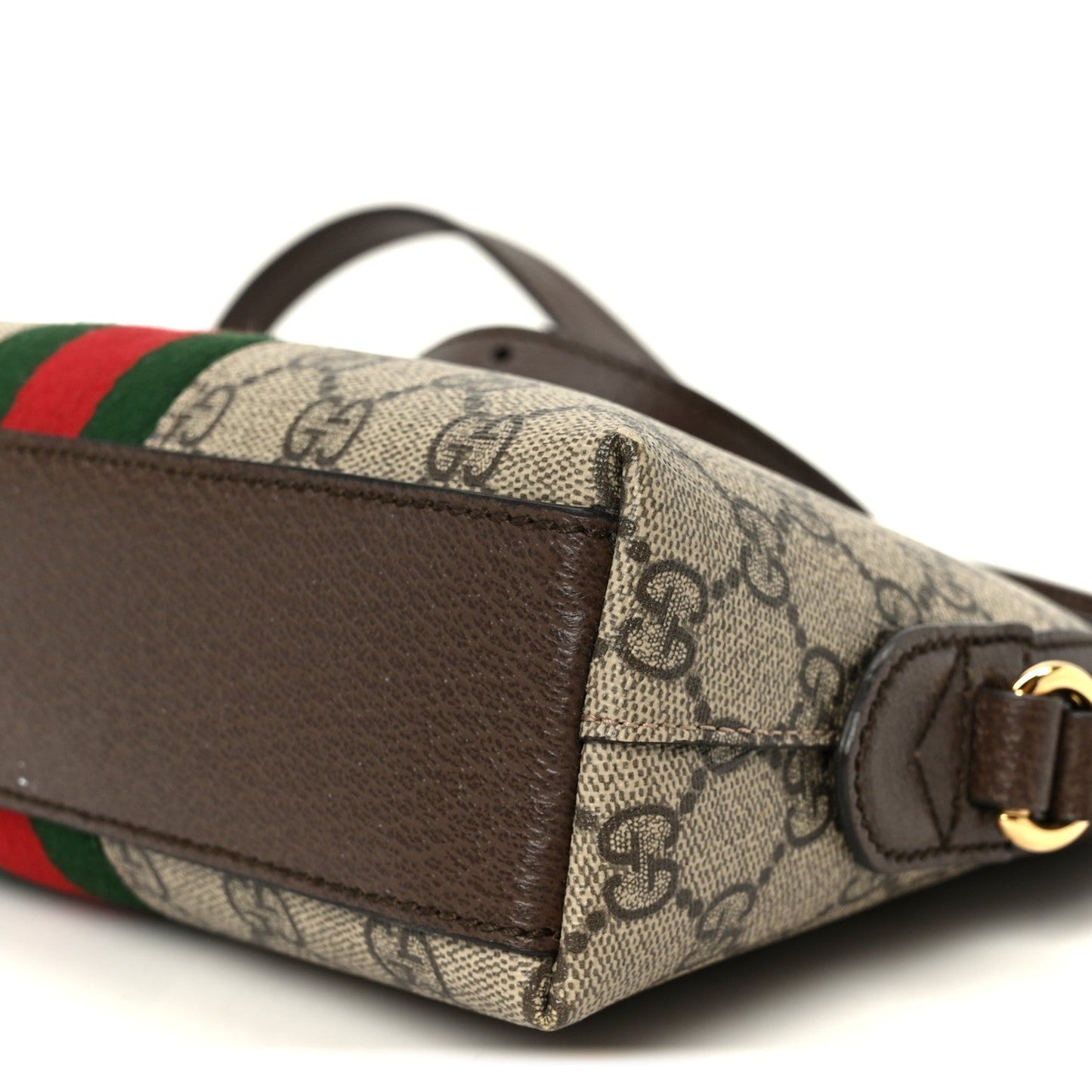 GG Supreme Monogram Textured Dollar Calfskin Web Small Ophidia Dome Shoulder Bag Beige Ebony New Acero