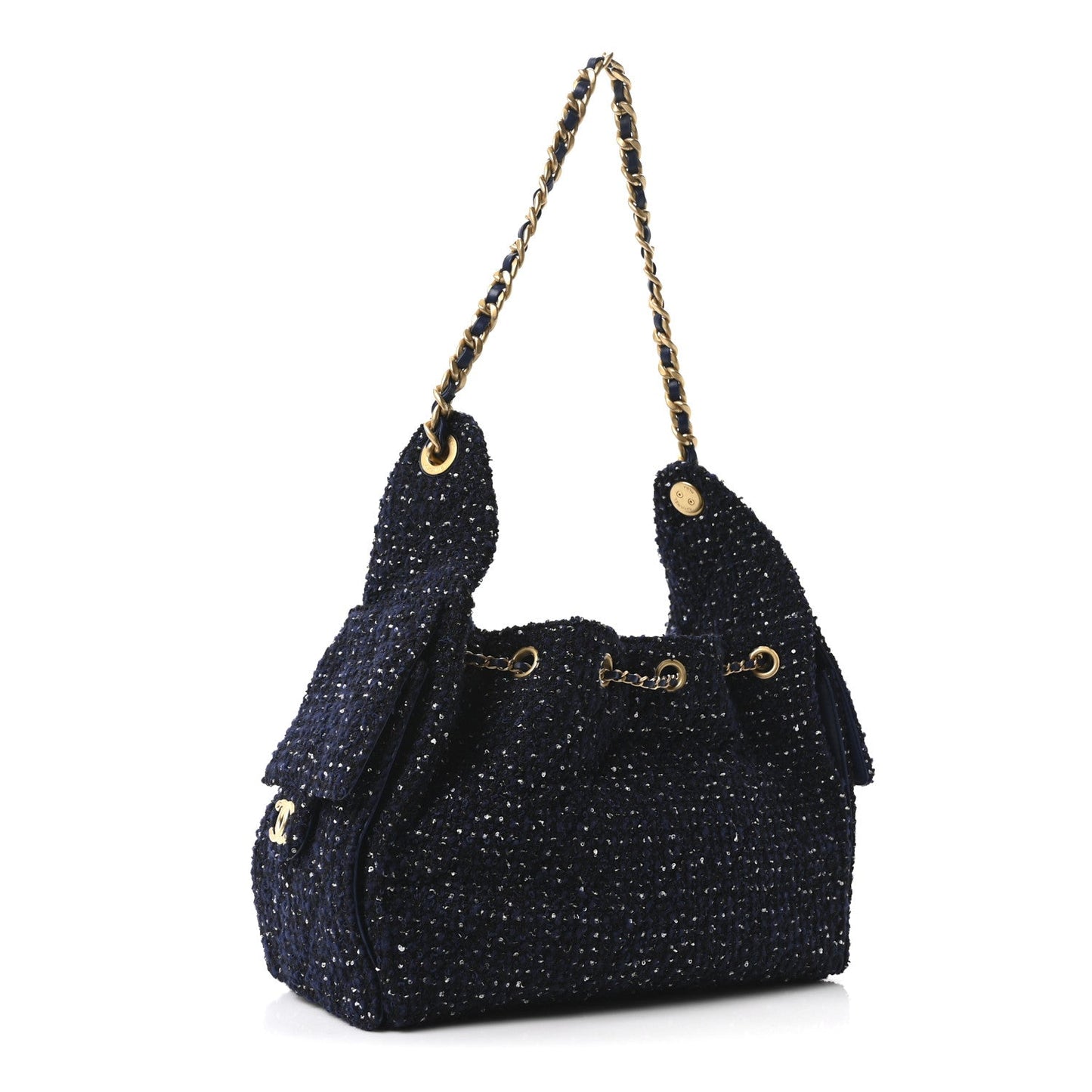 Tweed Quilted Small Chanel 25 Handbag Blue