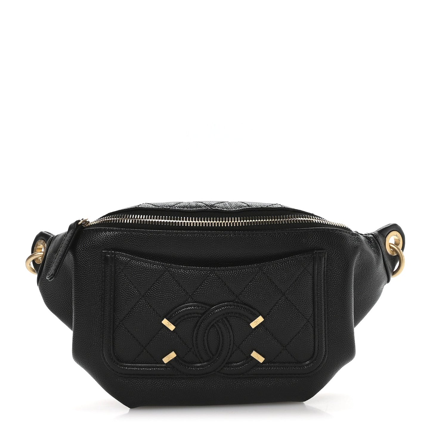 Caviar Quilted Filigree Waist Bag Black