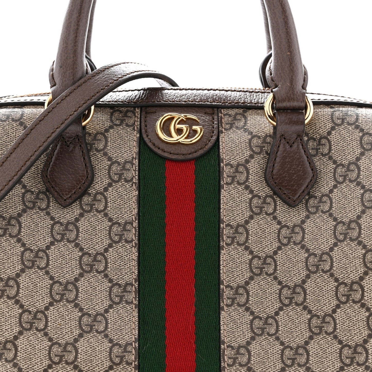 GG Supreme Monogram Web Small Ophidia Top Handle Bag Beige Ebony