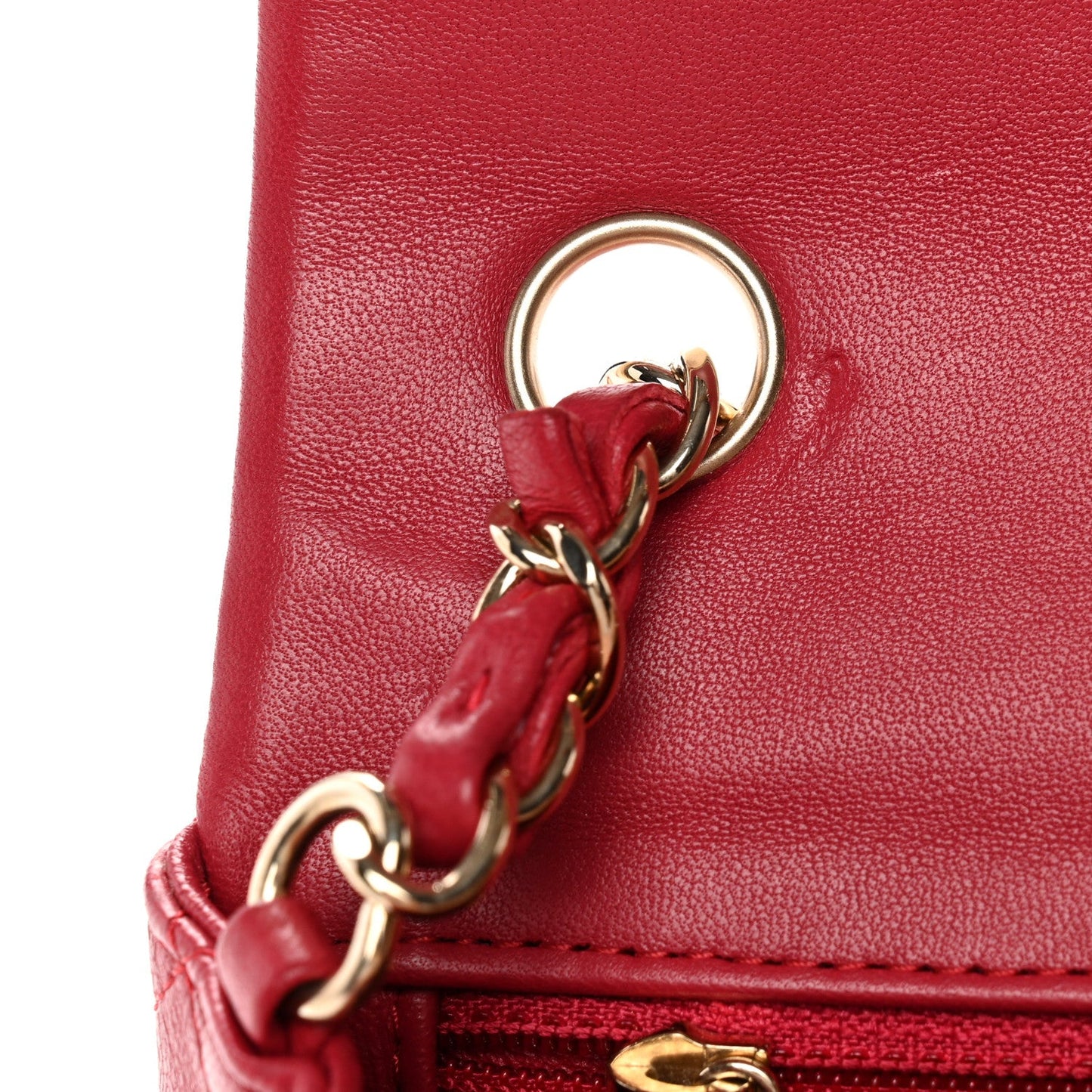 Lambskin Quilted Mini Rectangular Flap Dark Pink