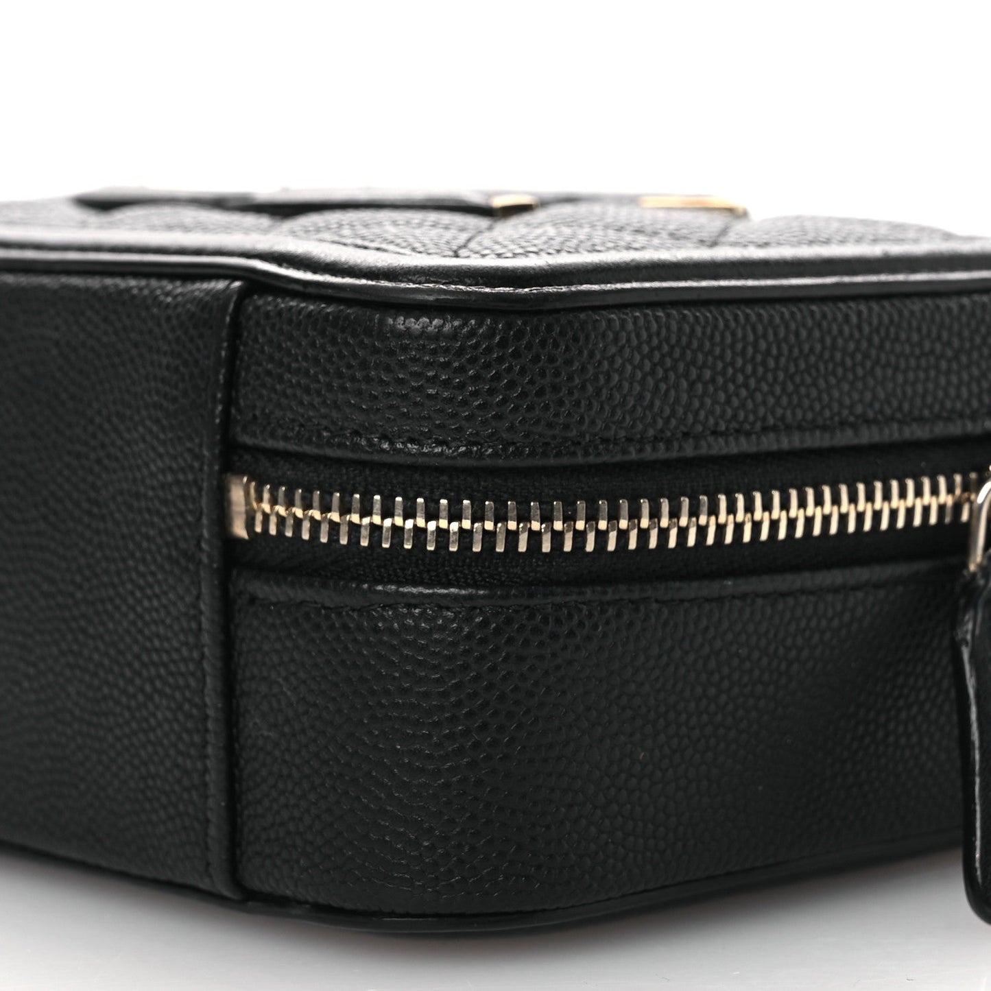 Caviar Quilted CC Filigree Vanity Clutch With Chain Black