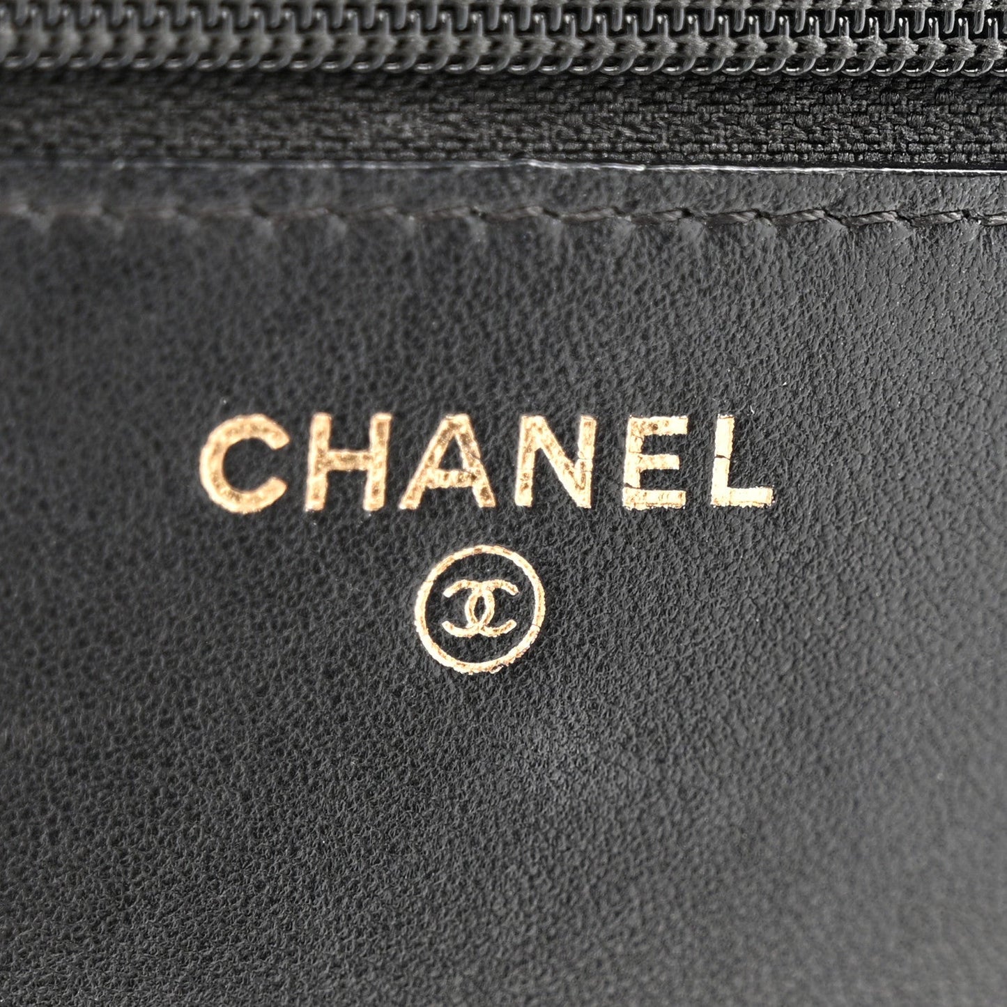 Lambskin Chevron Quilted Trendy CC Wallet On Chain WOC Black