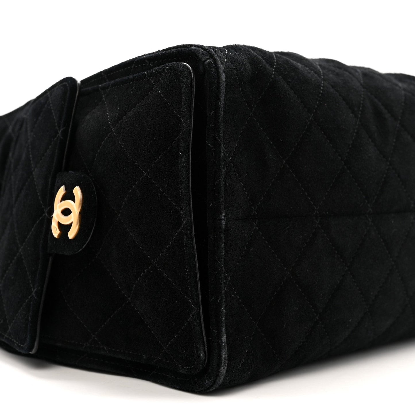 Suede Quilted Medium Chanel 25 Handbag Black