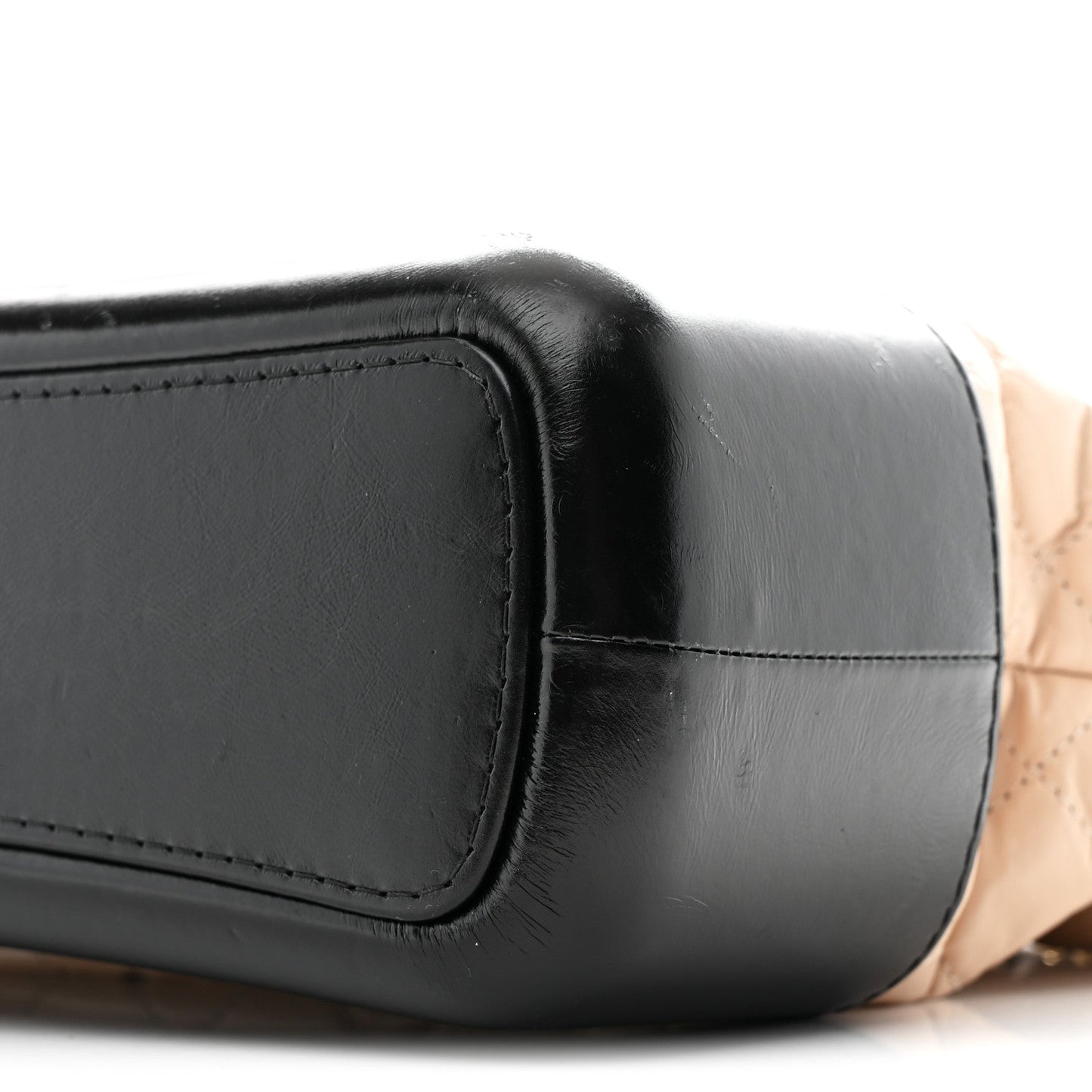 Aged Calfskin Quilted Medium Gabrielle Hobo Beige Black