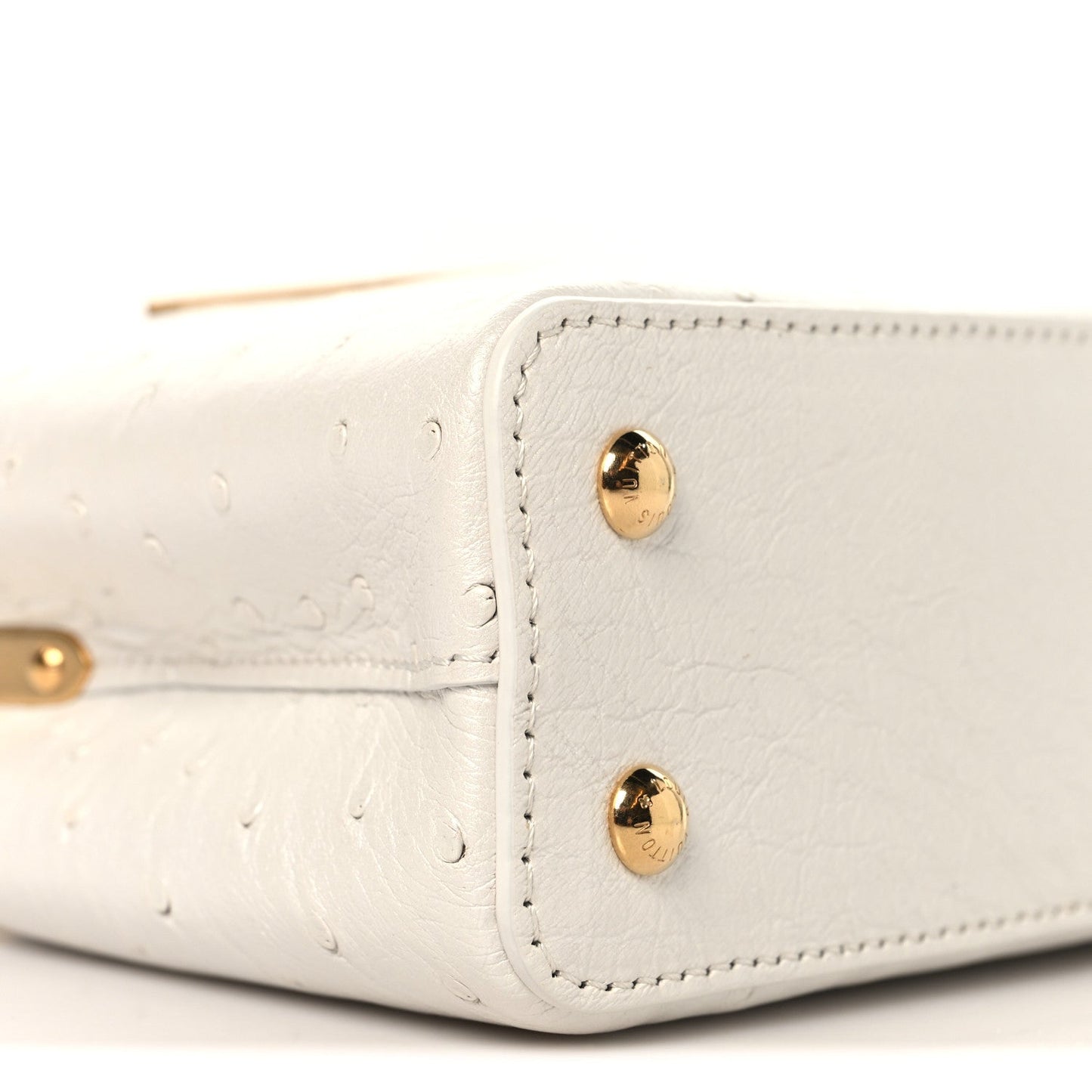 Iridescent Ostrich Capucines Mini White Gold