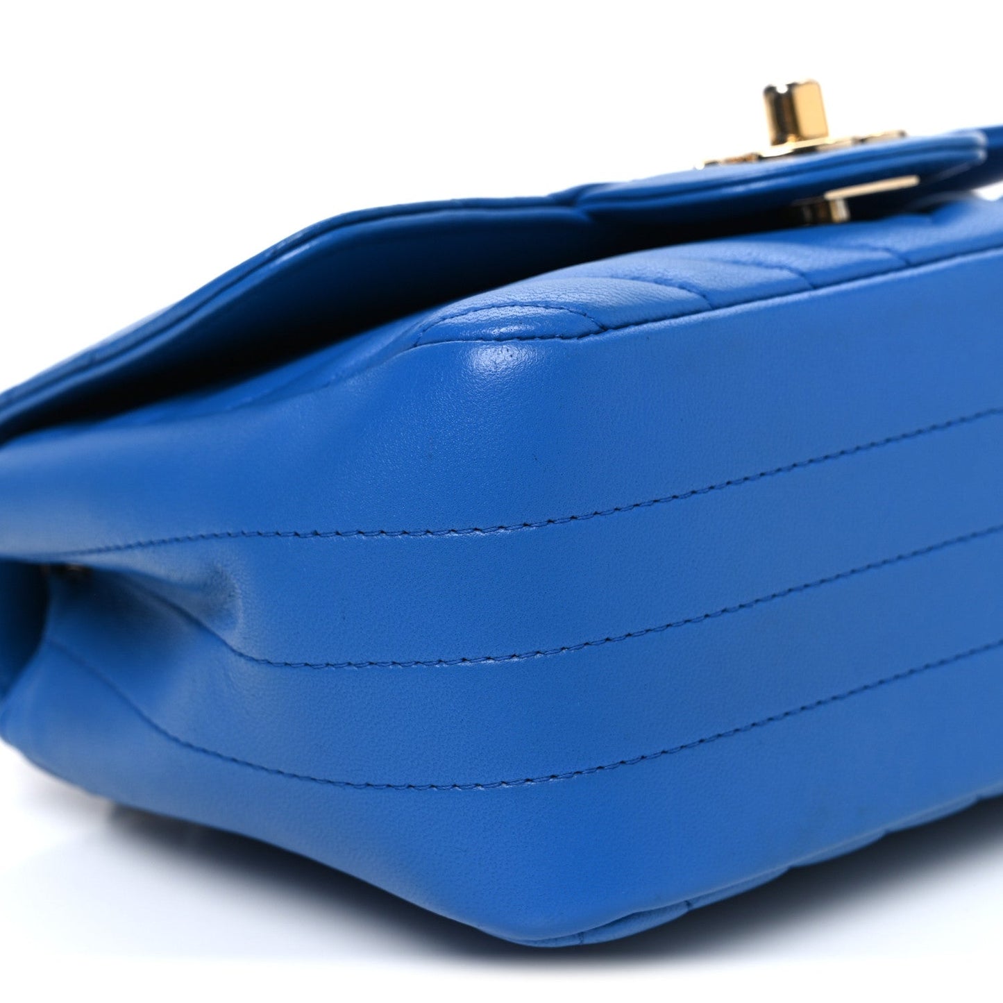 Lambskin Chevron Quilted Mini Square Flap Blue