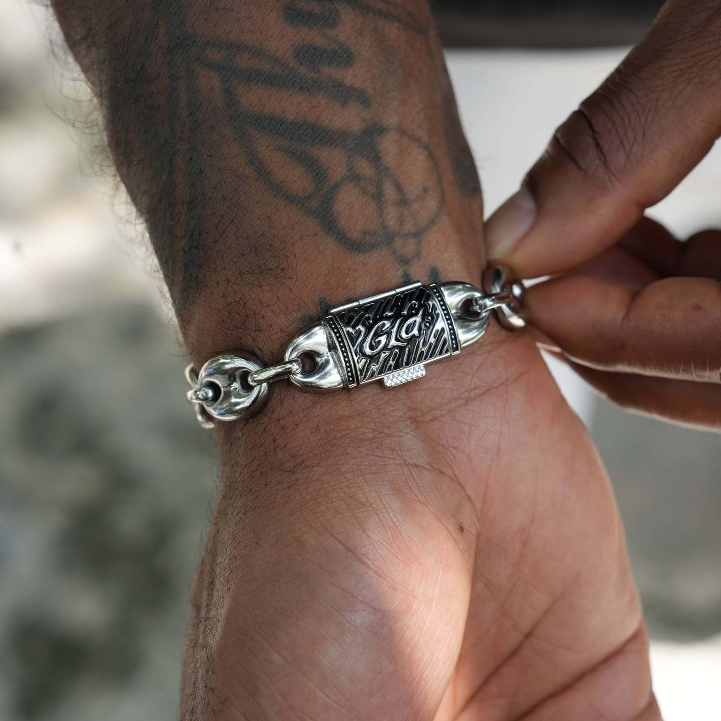 Puffed Mariner Chain Bracelet in White Gold - 12mm
