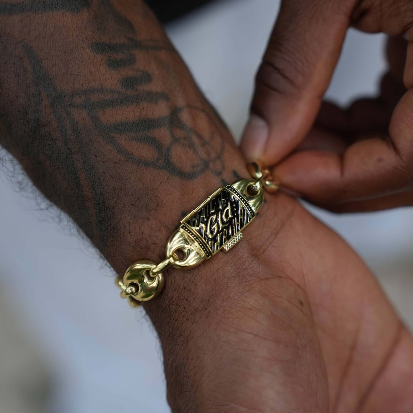 Puffed Mariner Chain Bracelet in Yellow Gold - 12mm