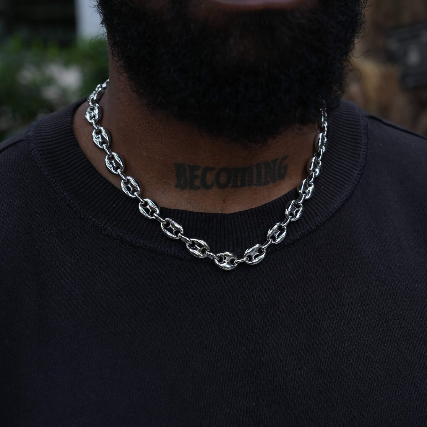Puffed Mariner Chain in White Gold - 12mm