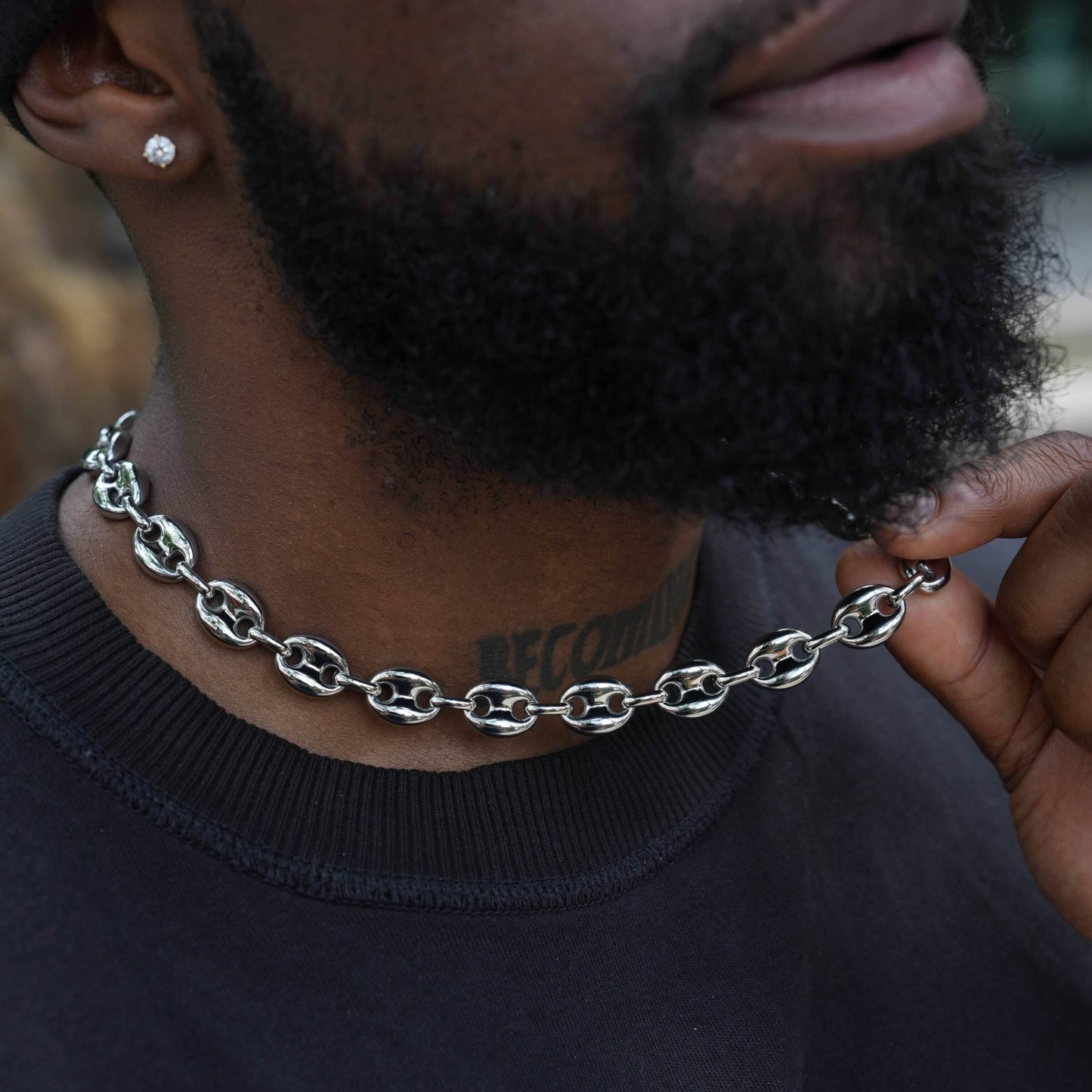 Puffed Mariner Chain in White Gold - 12mm