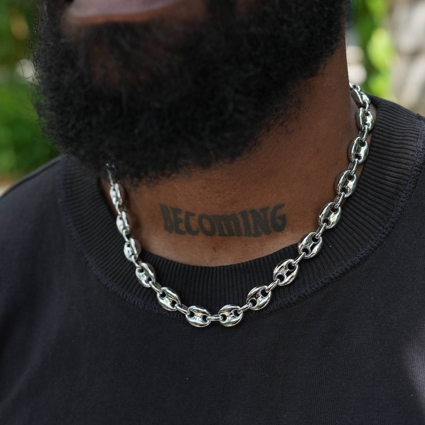 Puffed Mariner Chain in White Gold - 12mm