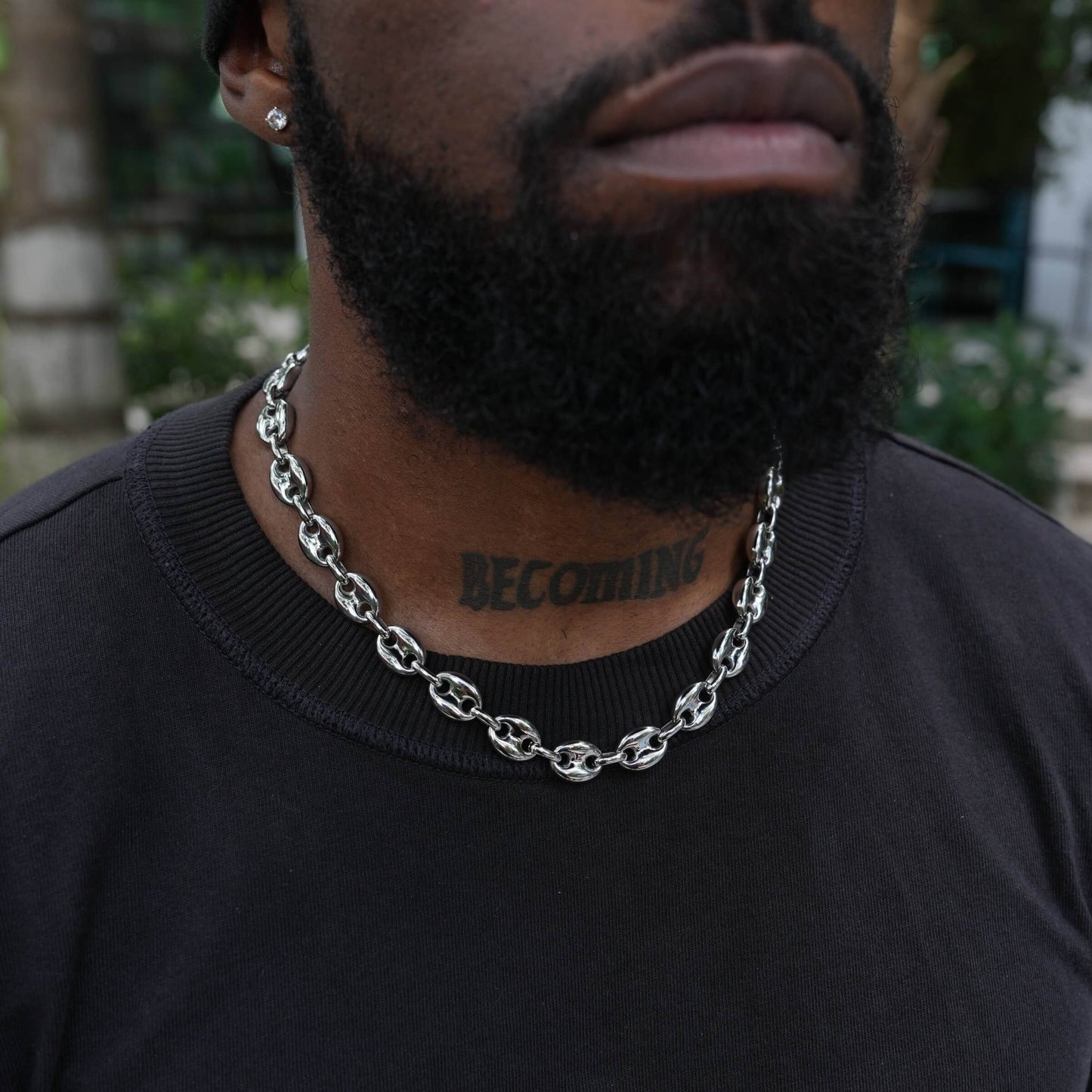 Puffed Mariner Chain in White Gold - 12mm