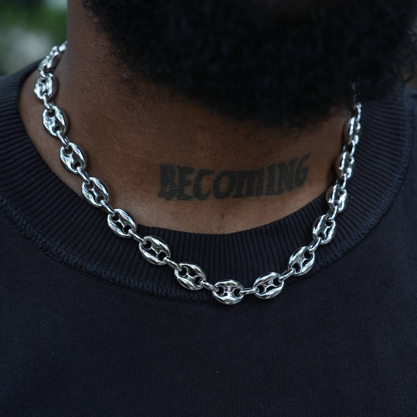 Puffed Mariner Chain in White Gold - 12mm
