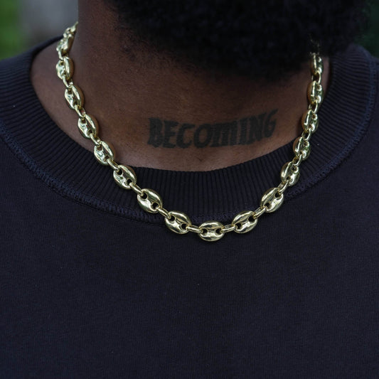 Puffed Mariner Chain in Yellow Gold - 12mm