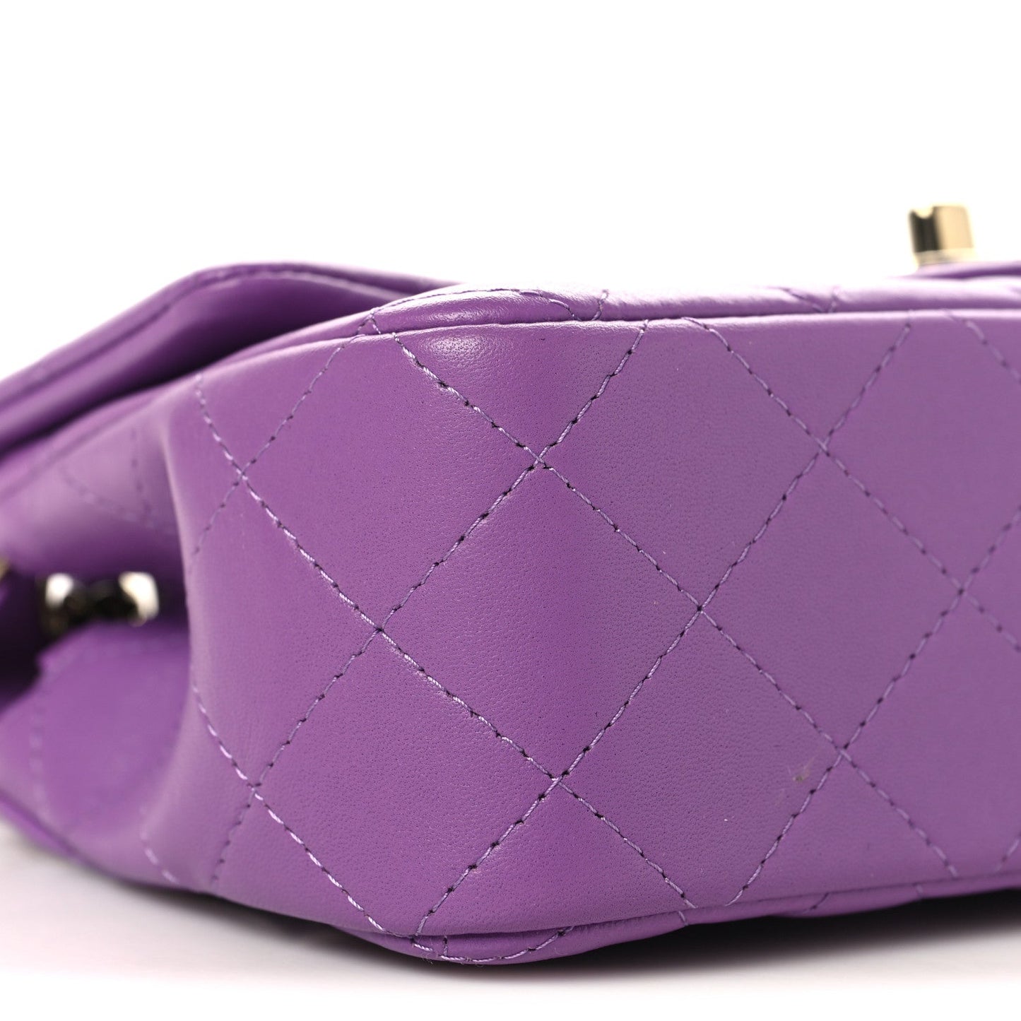 Lambskin Quilted Mini Rectangular Flap Purple